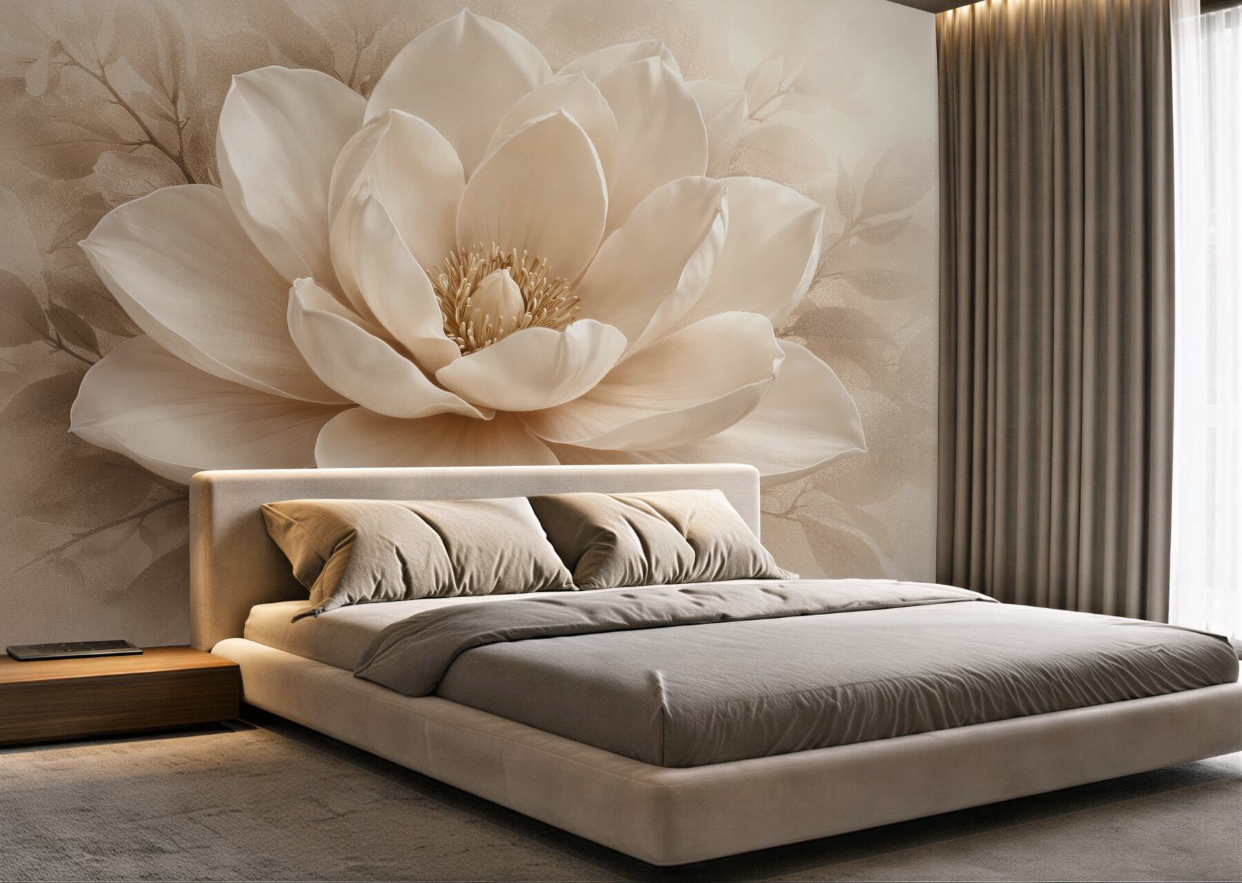 Fototapeta kremowa magnolia w subtelnym blasku