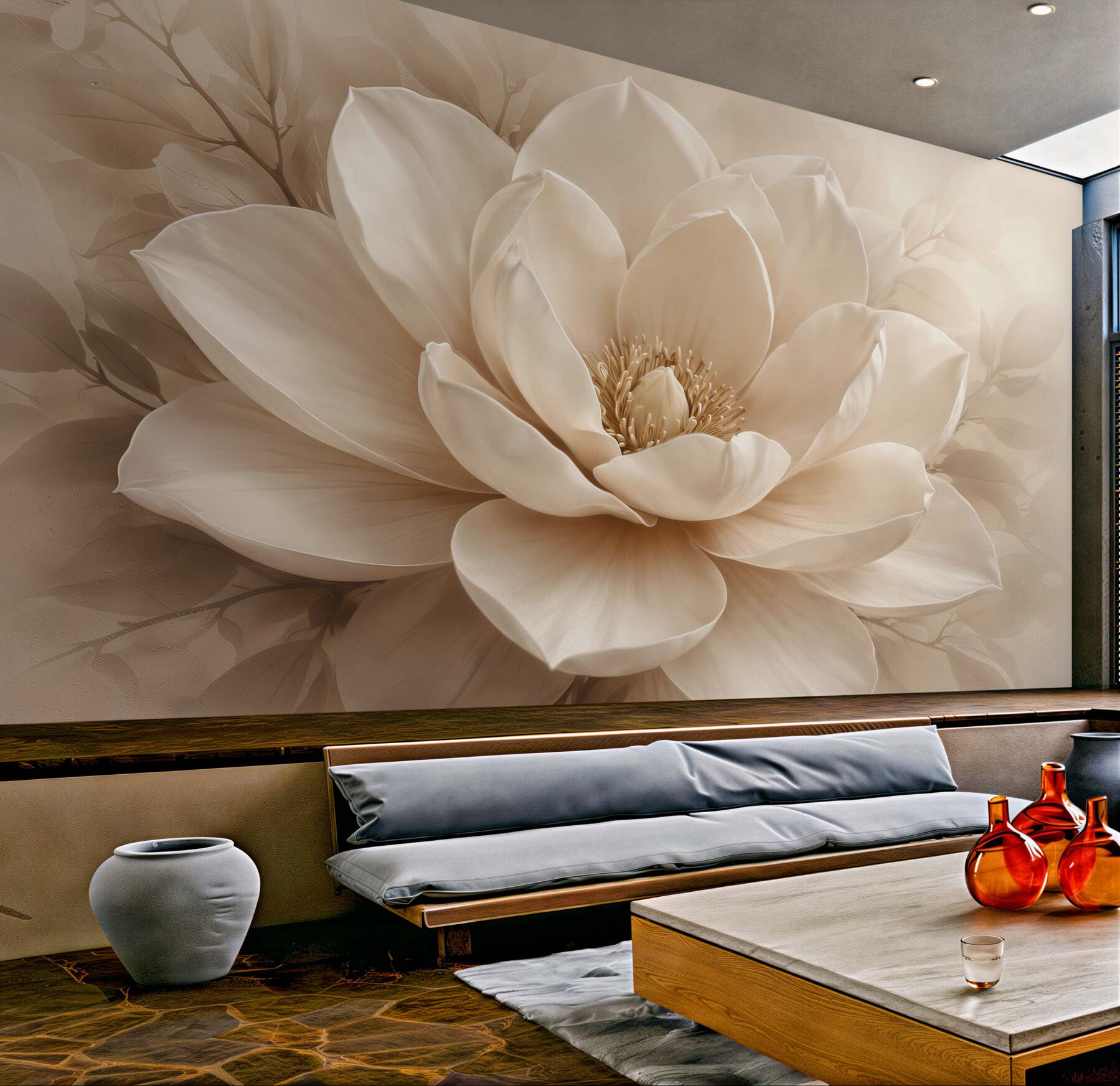 Fototapeta kremowa magnolia w subtelnym blasku