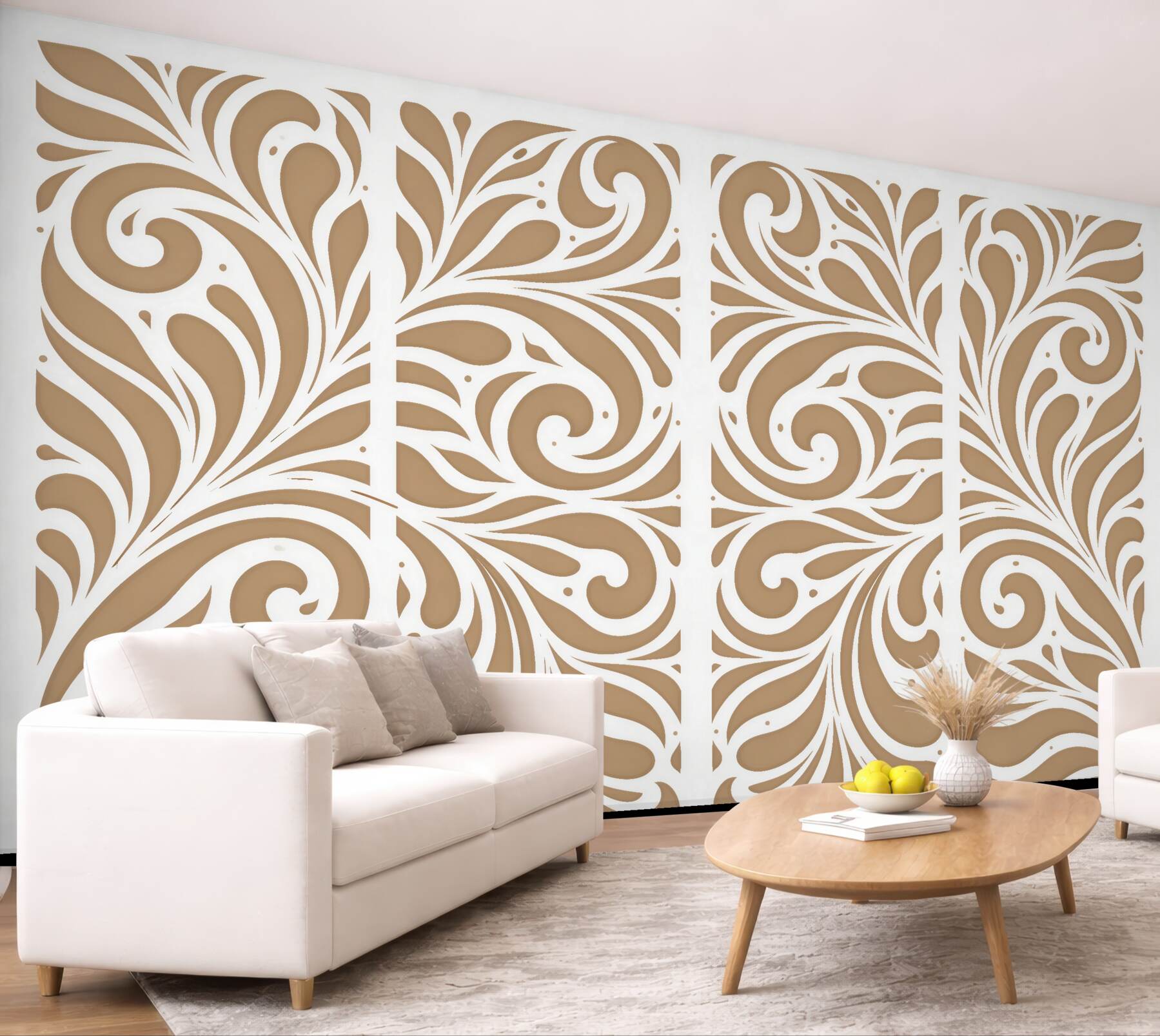 Fototapeta beżowy ornament roślinny