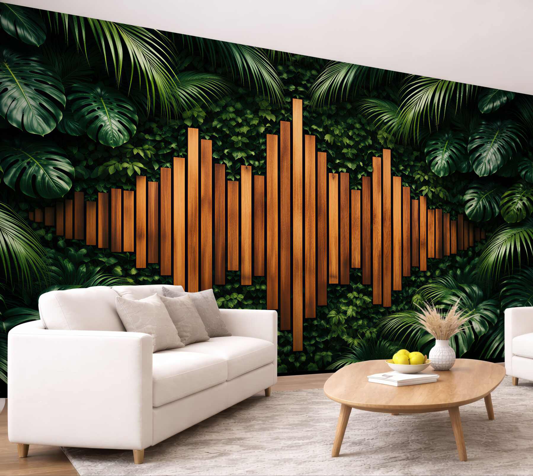 Fototapeta tropikalna geometria z drewnem