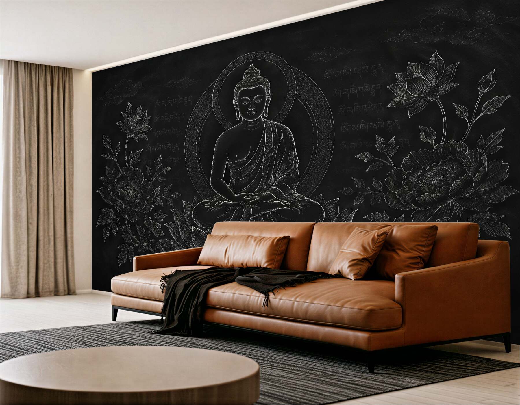 Fototapeta medytujący budda w czerni
