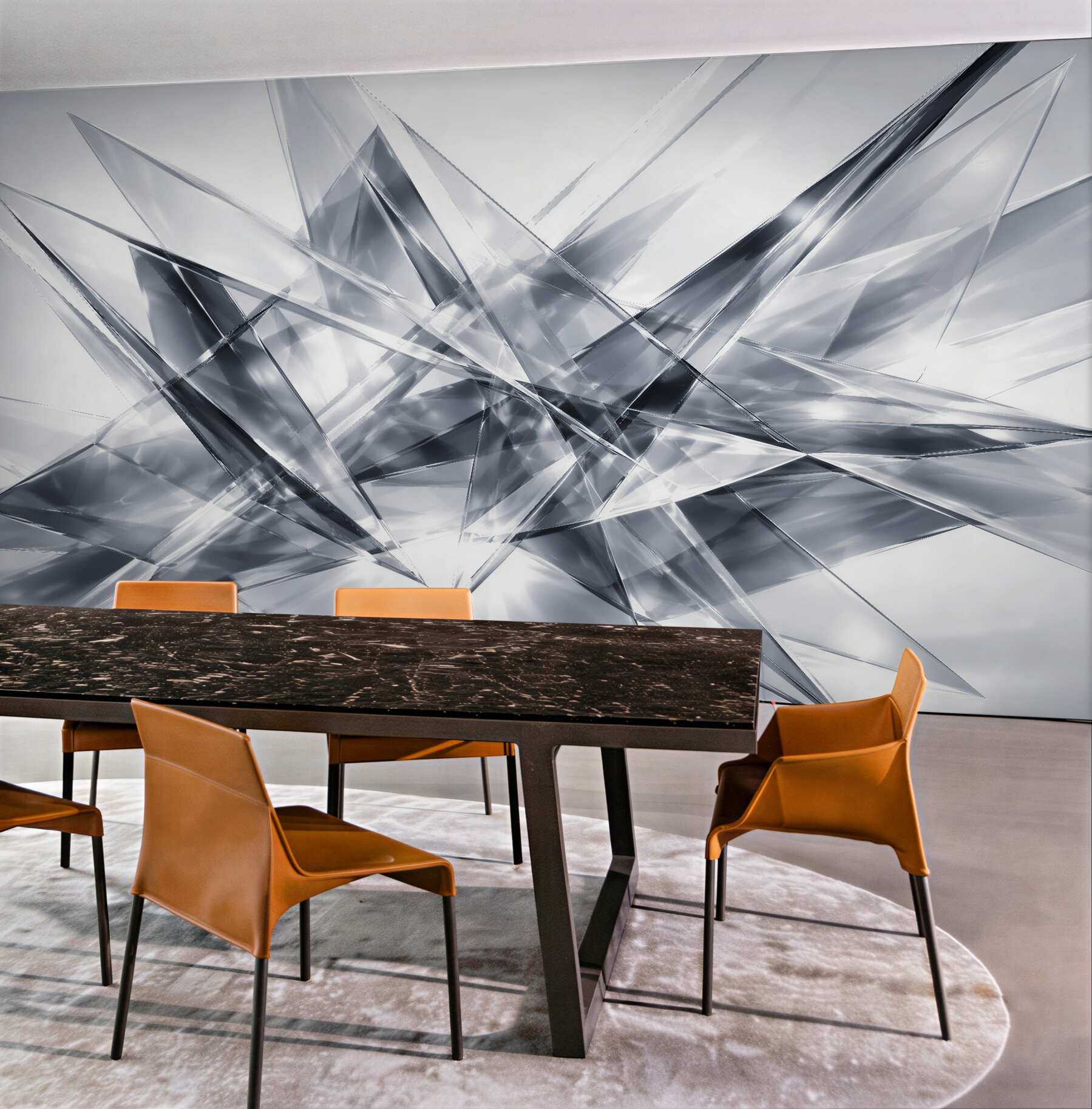 Fototapeta srebrna geometryczna abstrakcja 3d