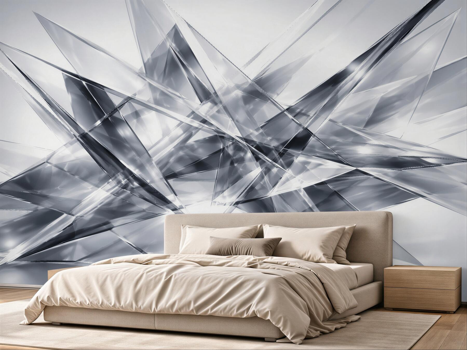 Fototapeta srebrna geometryczna abstrakcja 3d