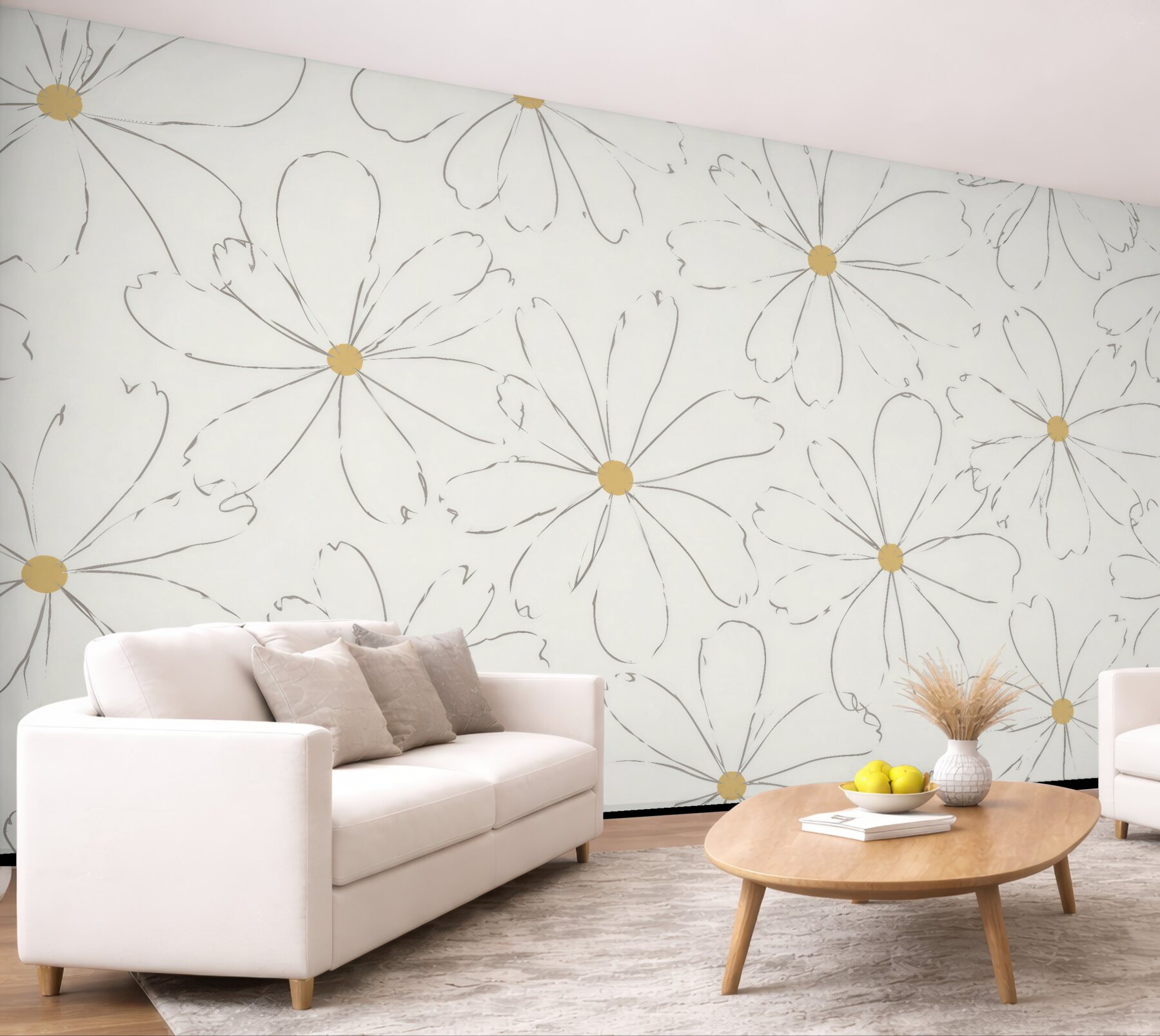 Fototapeta minimalistyczne szkicowane stokrotki