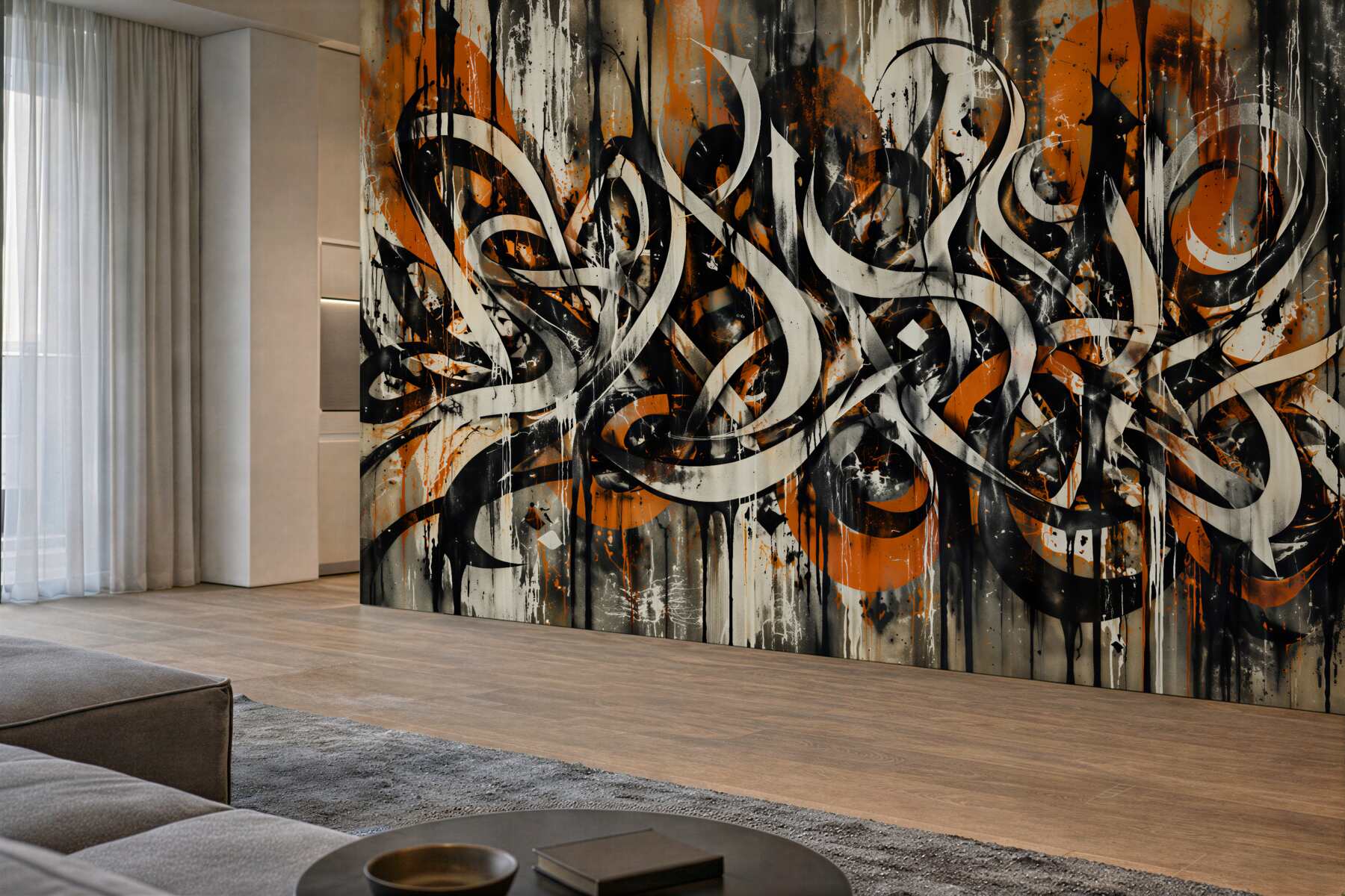 Fototapeta abstrakcyjny graffiti w pomarańczy