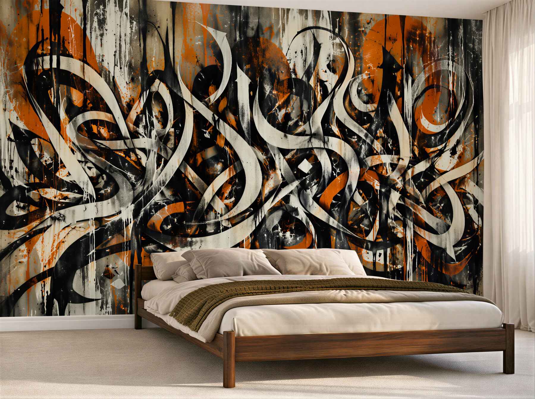 Fototapeta abstrakcyjny graffiti w pomarańczy