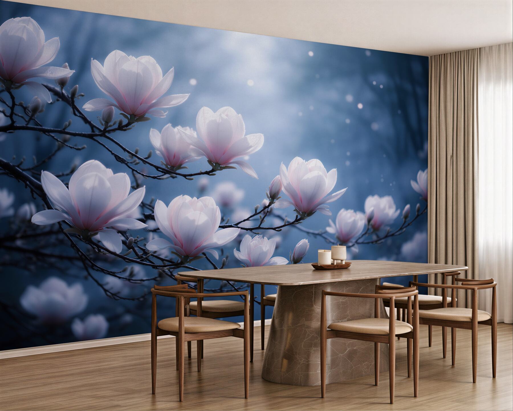 Fototapeta magnolie w księżycowej mgle