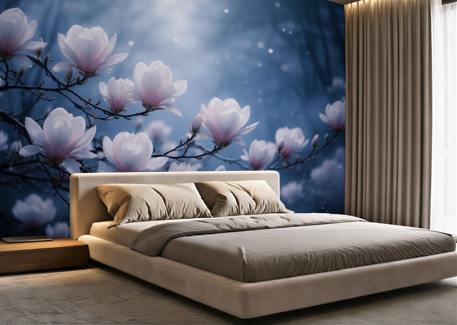 Fototapeta magnolie w księżycowej mgle