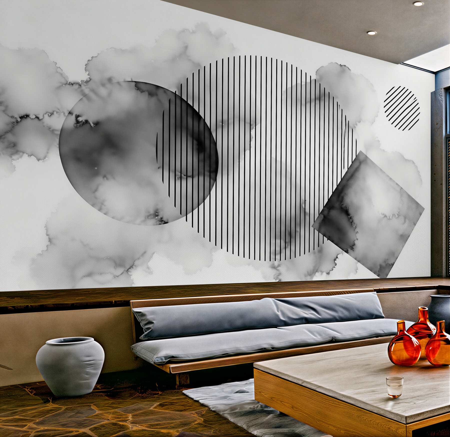 Fototapeta szara abstrakcja z geometrią
