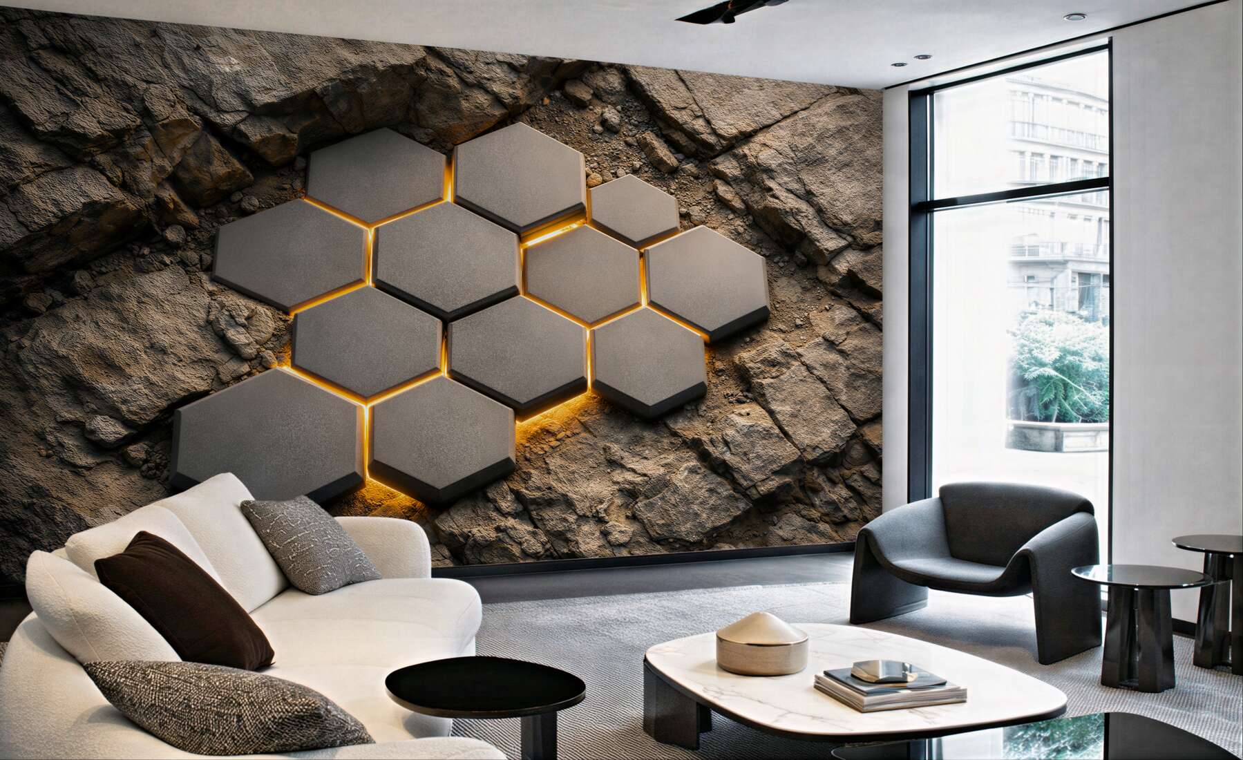 Fototapeta geometryczne panele na skale