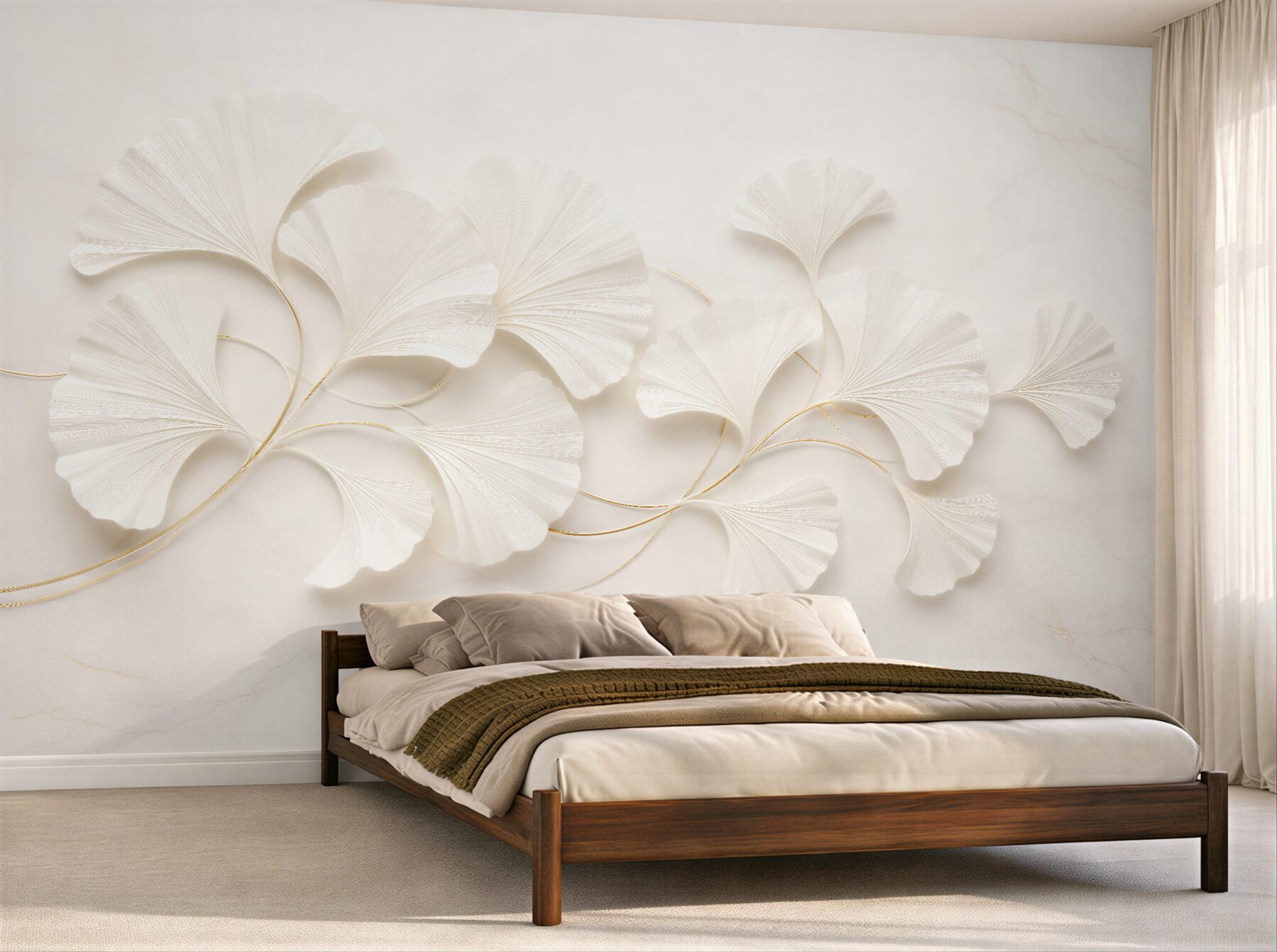 Fototapeta eleganckie liście ginkgo 3d