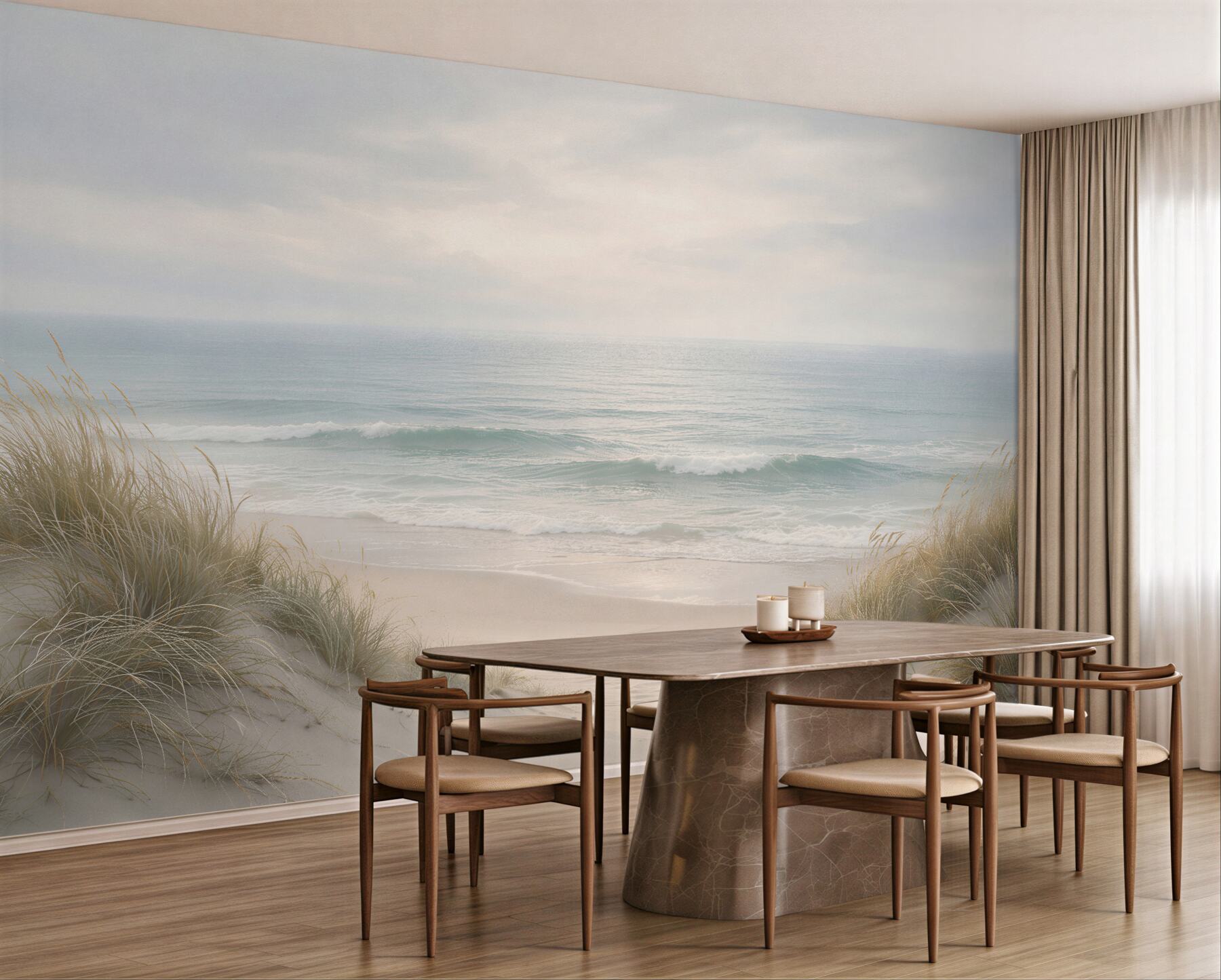 Fototapeta pastelowa plaża o Świcie