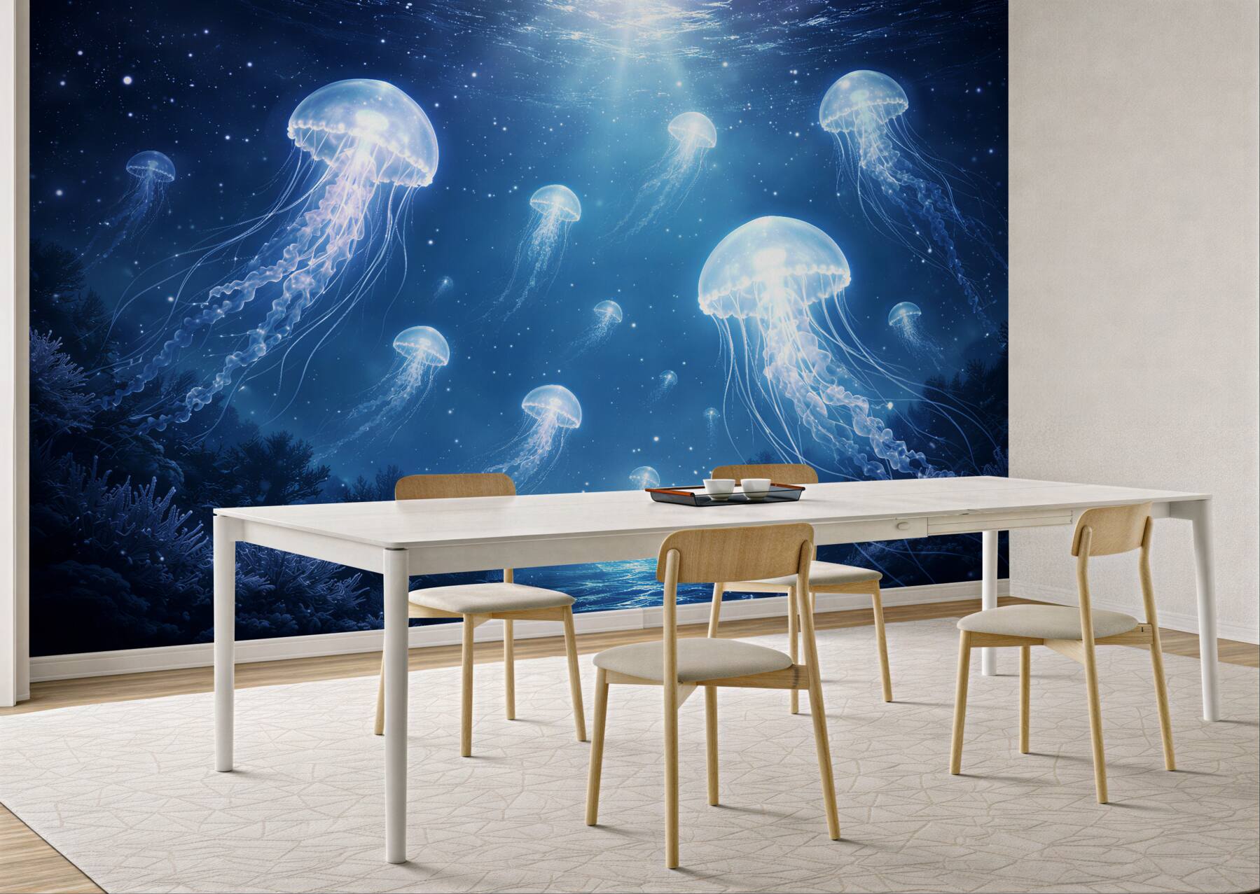 Fototapeta magiczne meduzy w nocnym oceanie