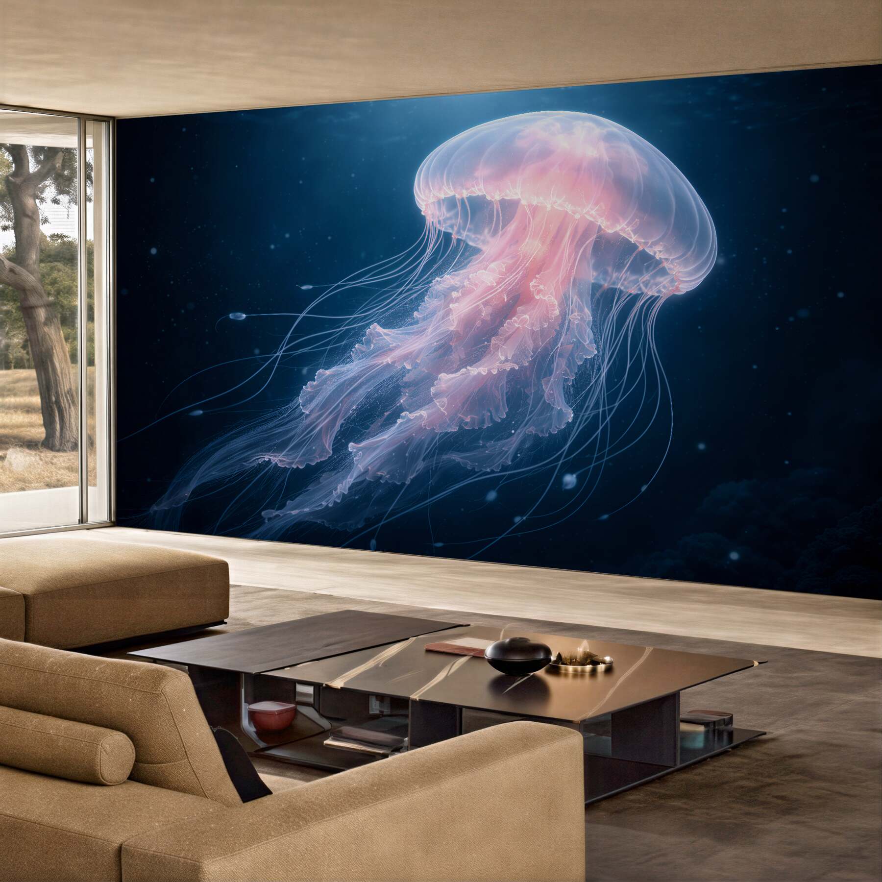 Fototapeta Świetlista meduza w głębinach
