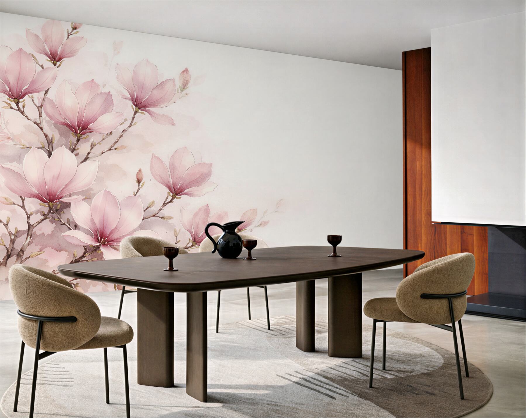 Fototapeta pudrowa magnolia akwarelowa