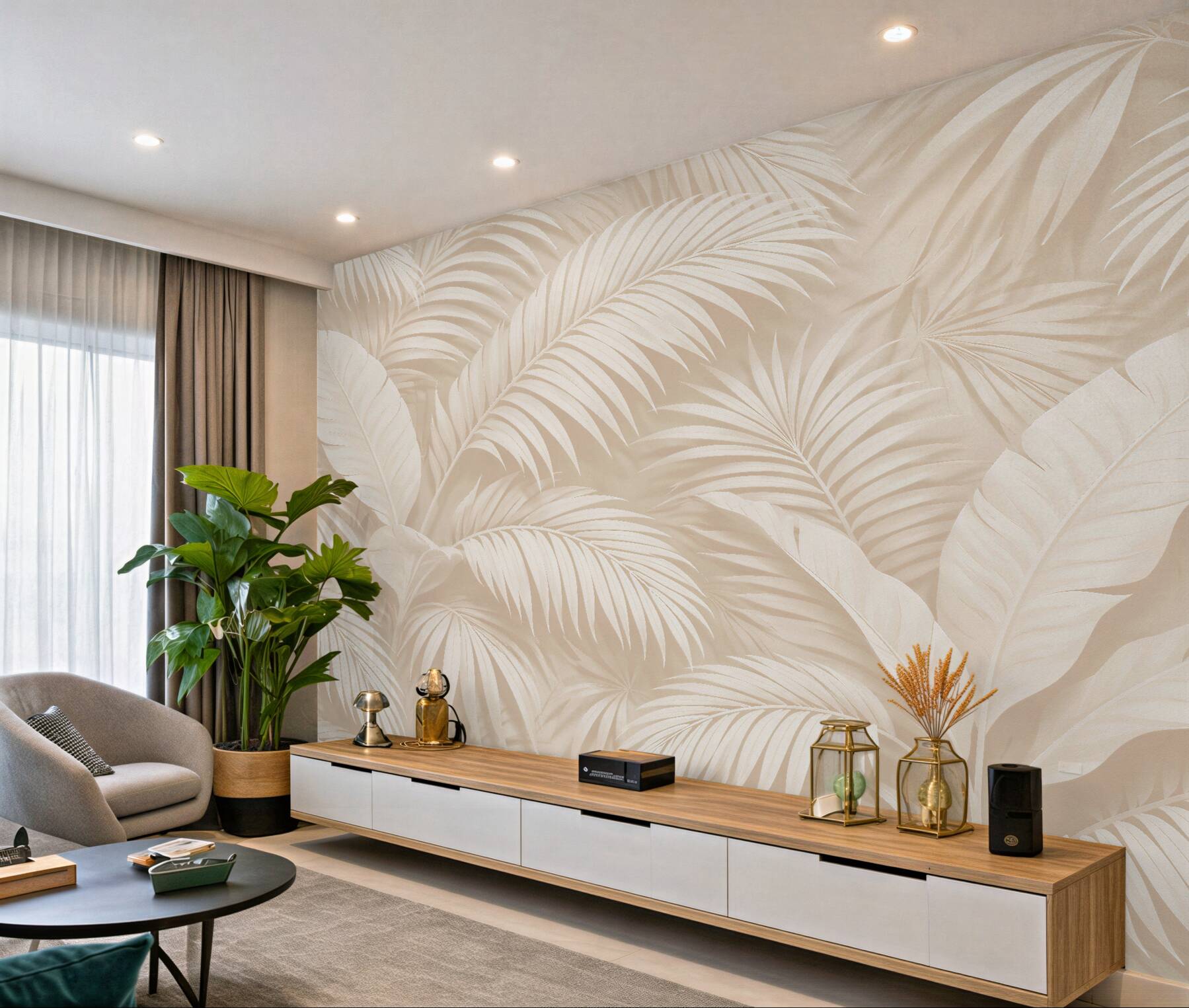 Fototapeta delikatne palmy w błękitnej mgle