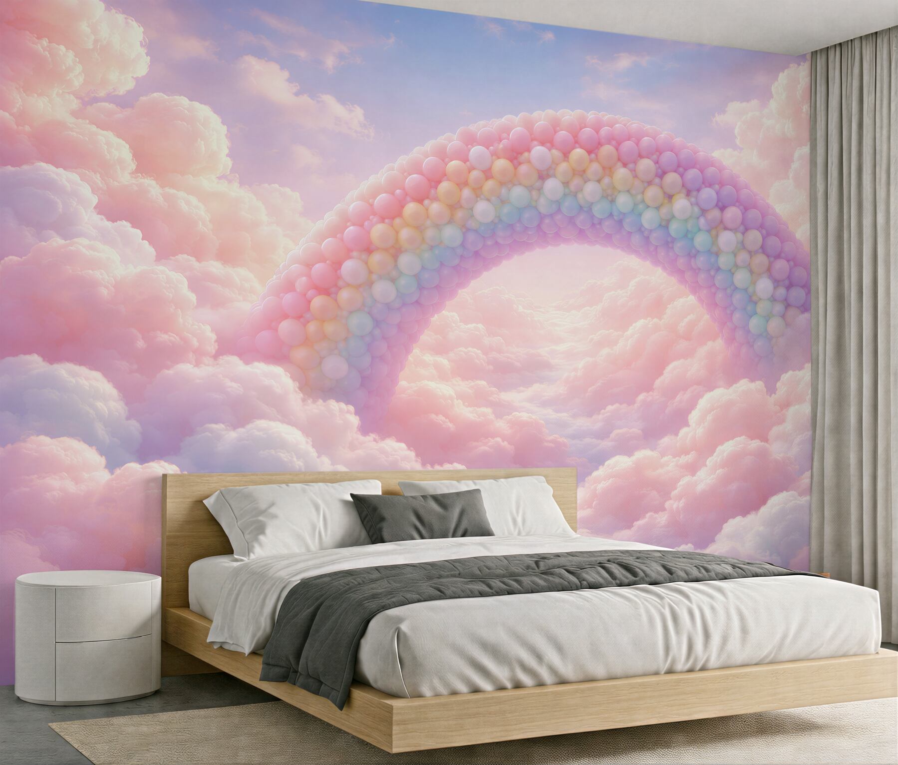 Fototapeta pastelowa tęcza w chmurach