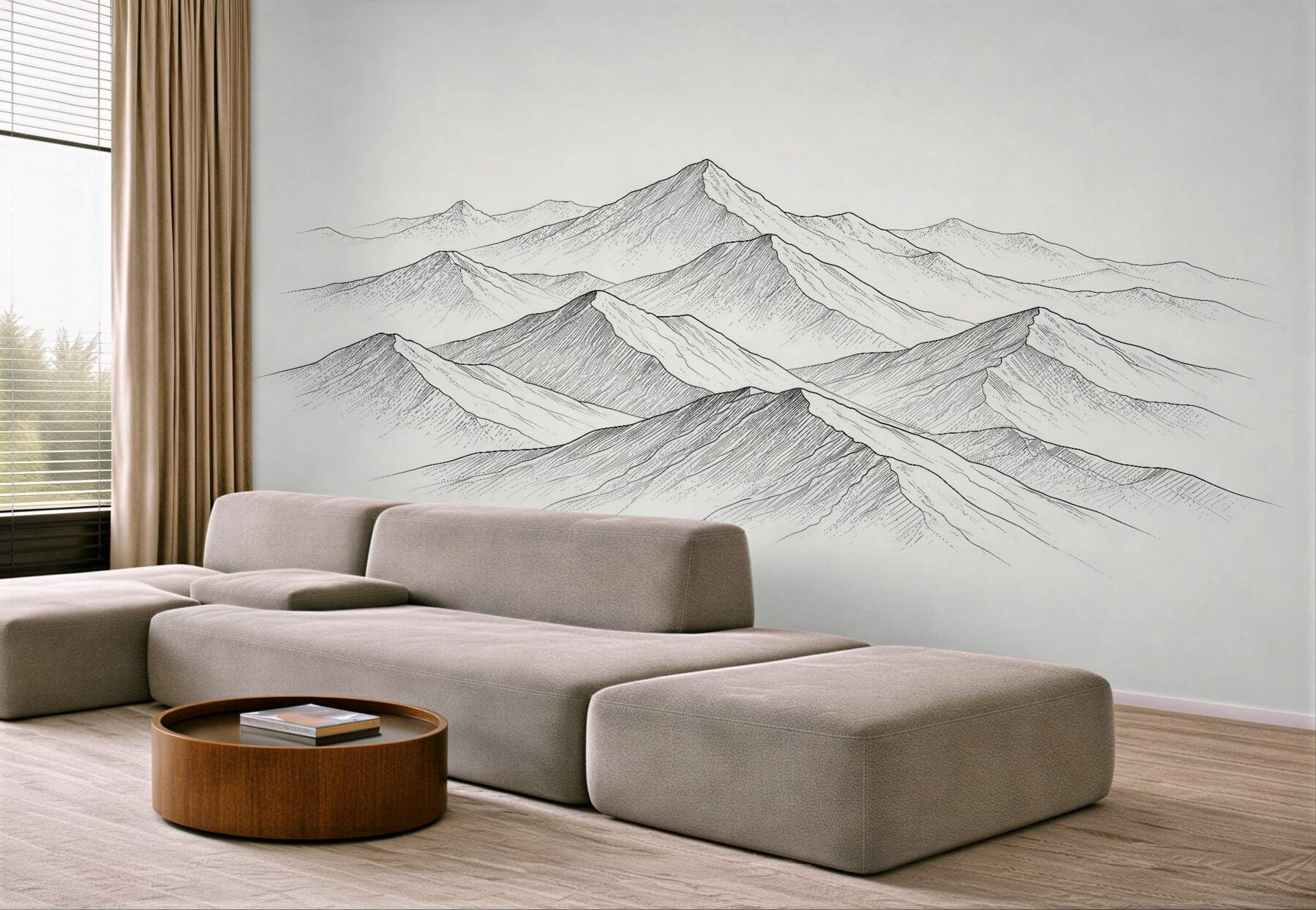 Fototapeta minimalistyczne szkicowane pasma górskie