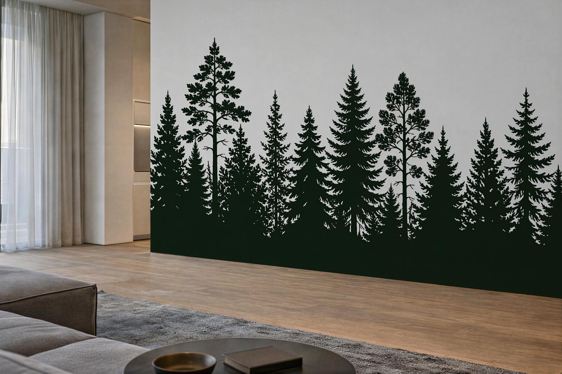 Fototapeta minimalistyczny zarys leśnych drzew