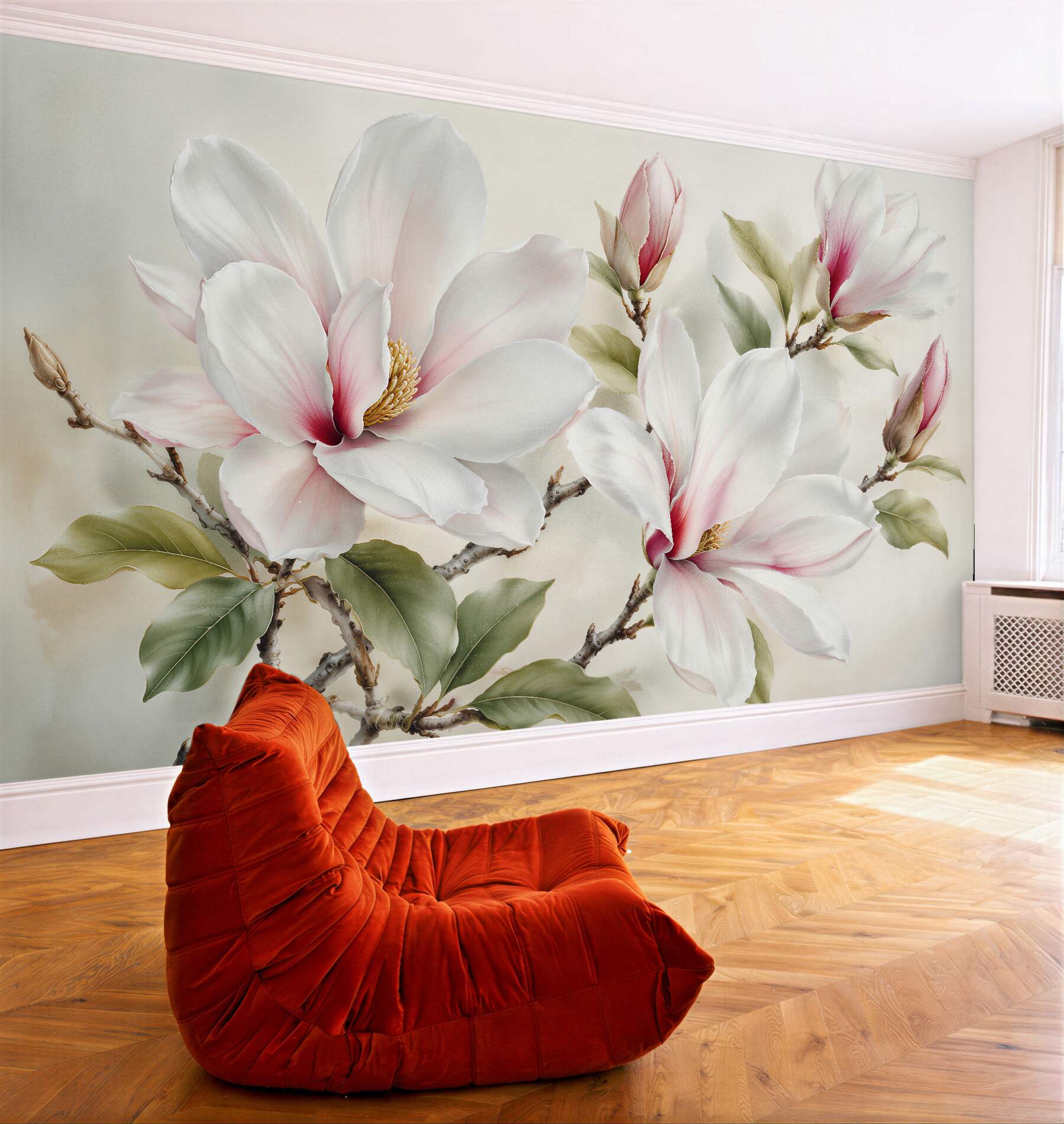 Fototapeta subtelna magnolia na gałęziach