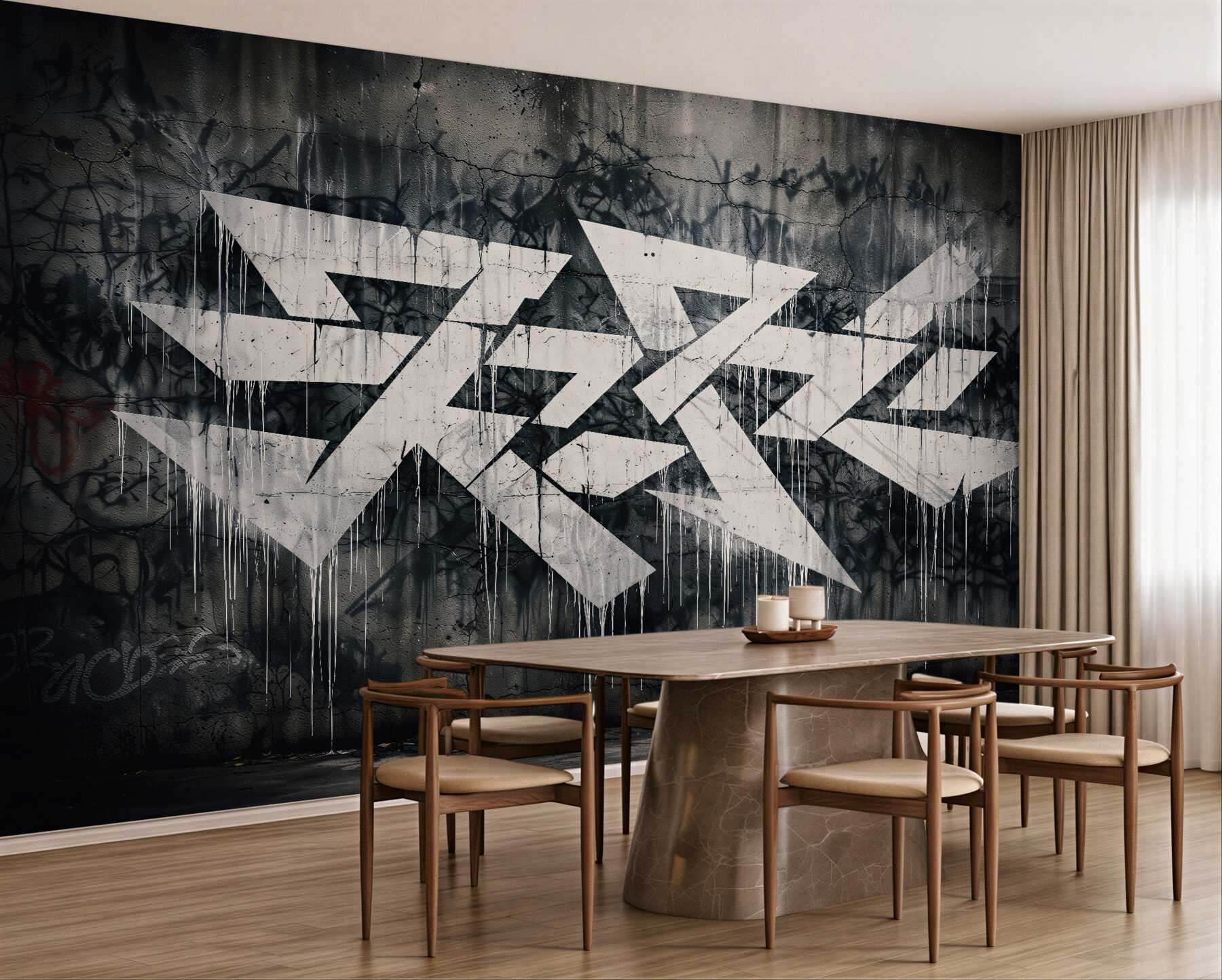 Fototapeta geometryczne graffiti na betonie
