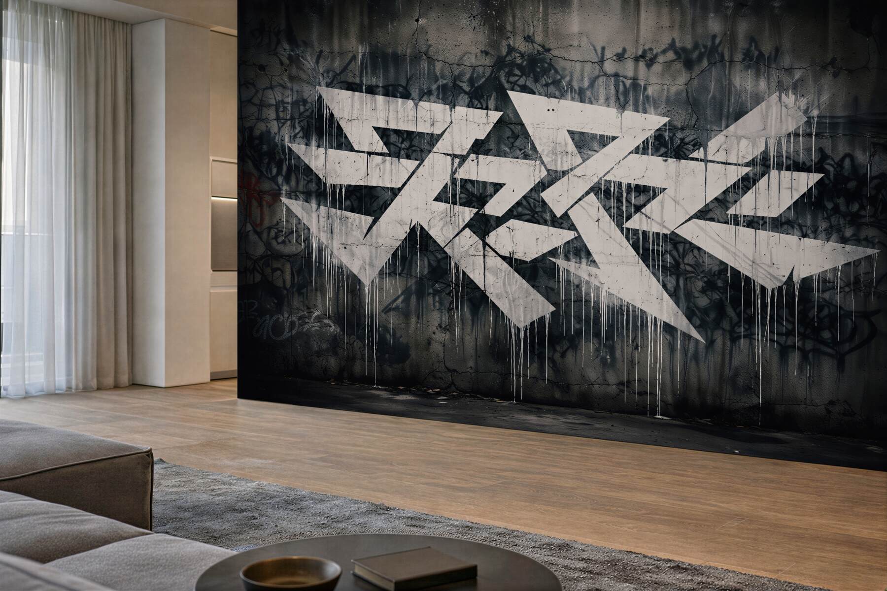 Fototapeta geometryczne graffiti na betonie