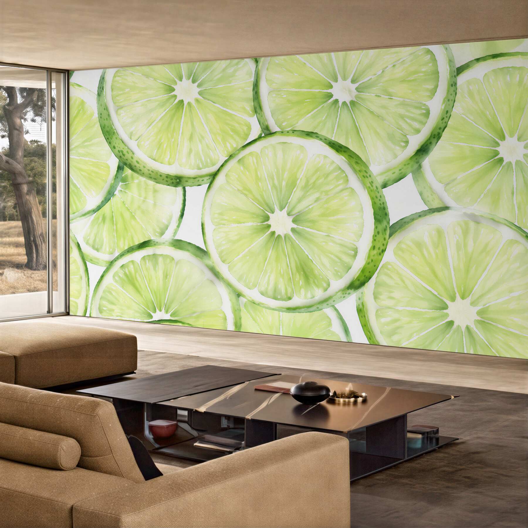 Fototapeta akwarelowe plastry limonki