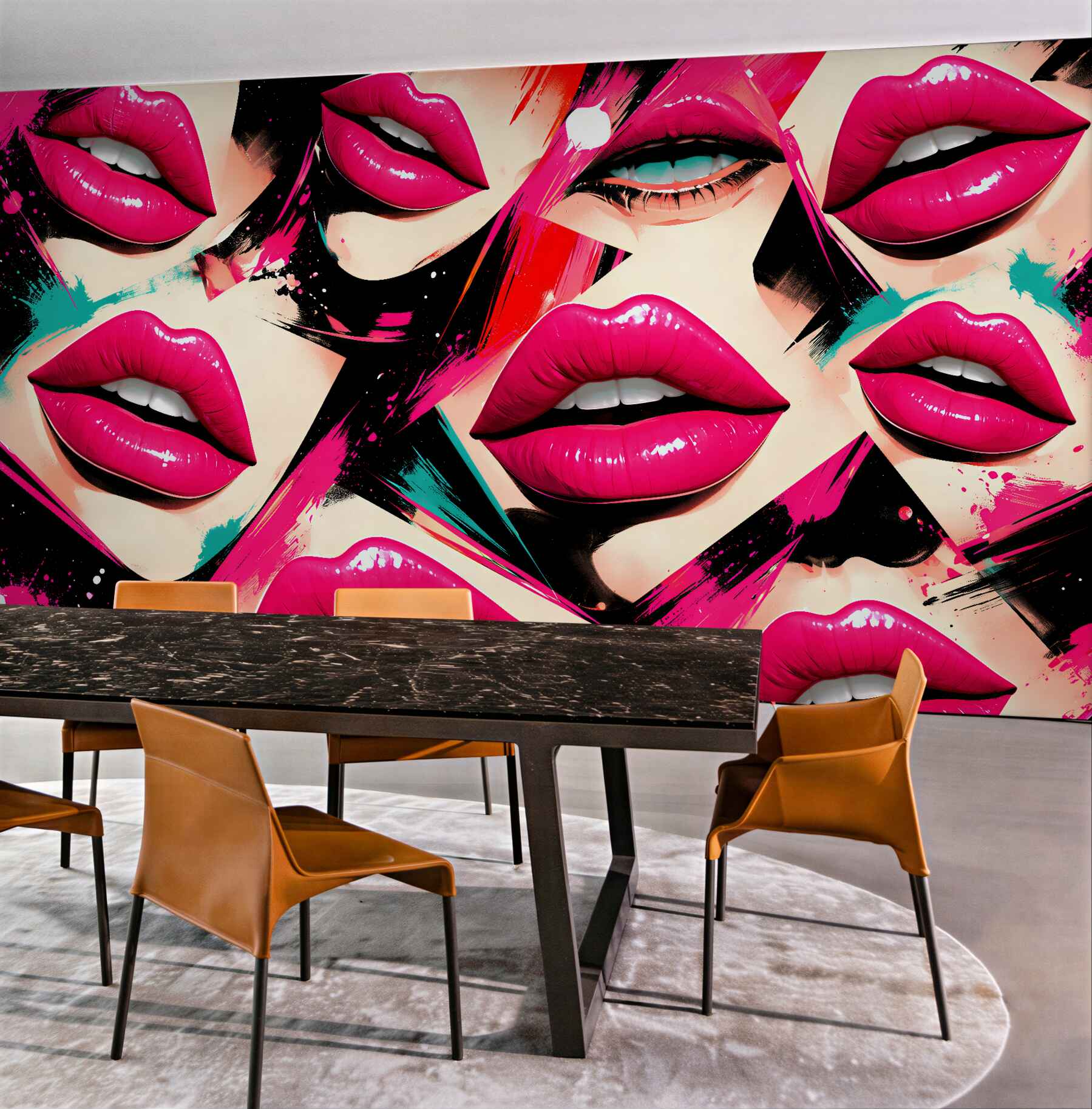 Fototapeta neonowe usta pop-art glamour