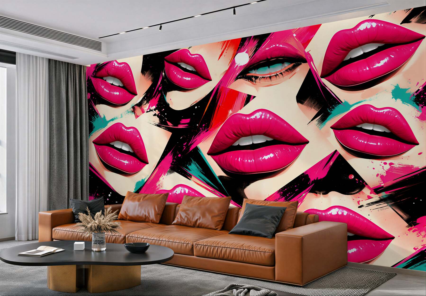 Fototapeta neonowe usta pop-art glamour