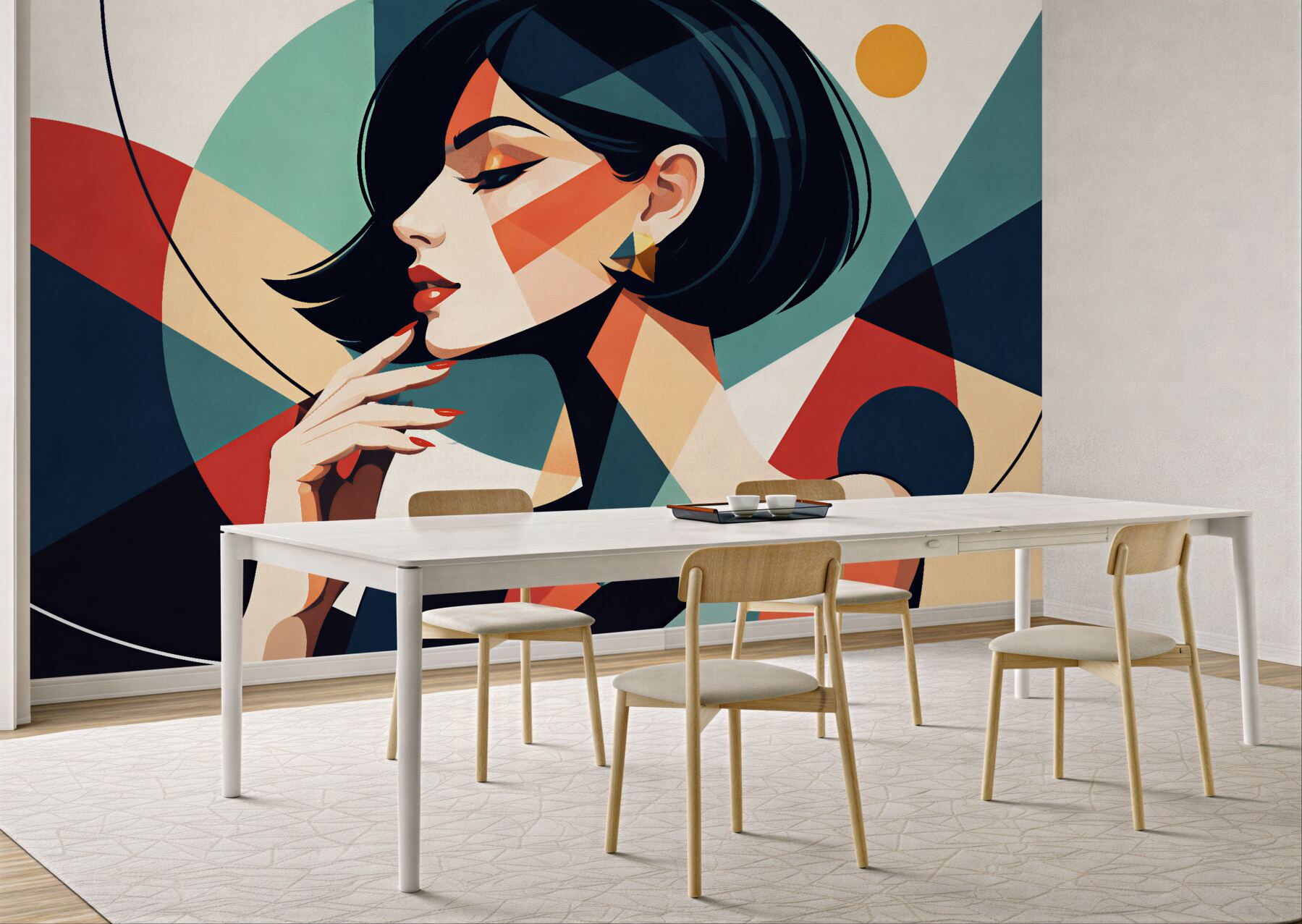 Fototapeta geometryczny portret eleganckiej kobiety