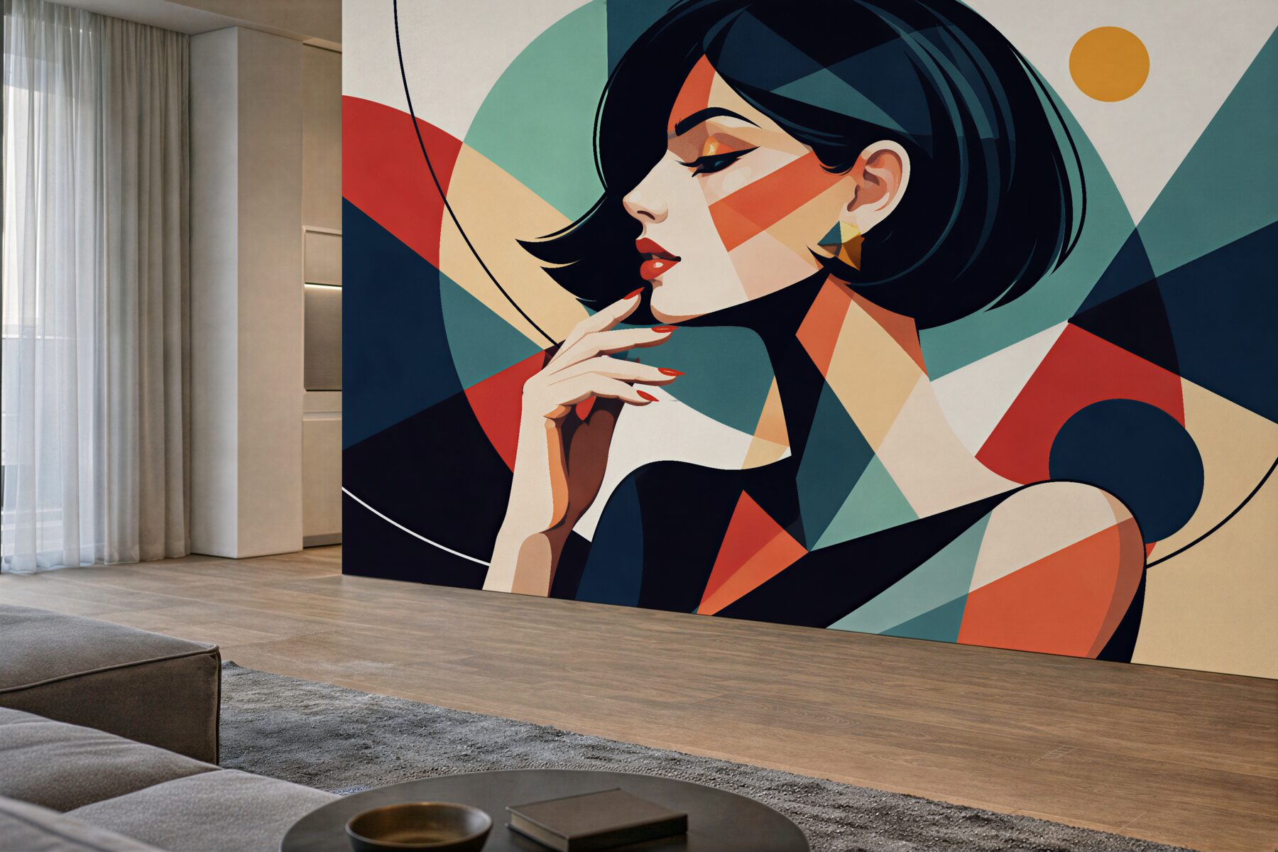 Fototapeta geometryczny portret eleganckiej kobiety
