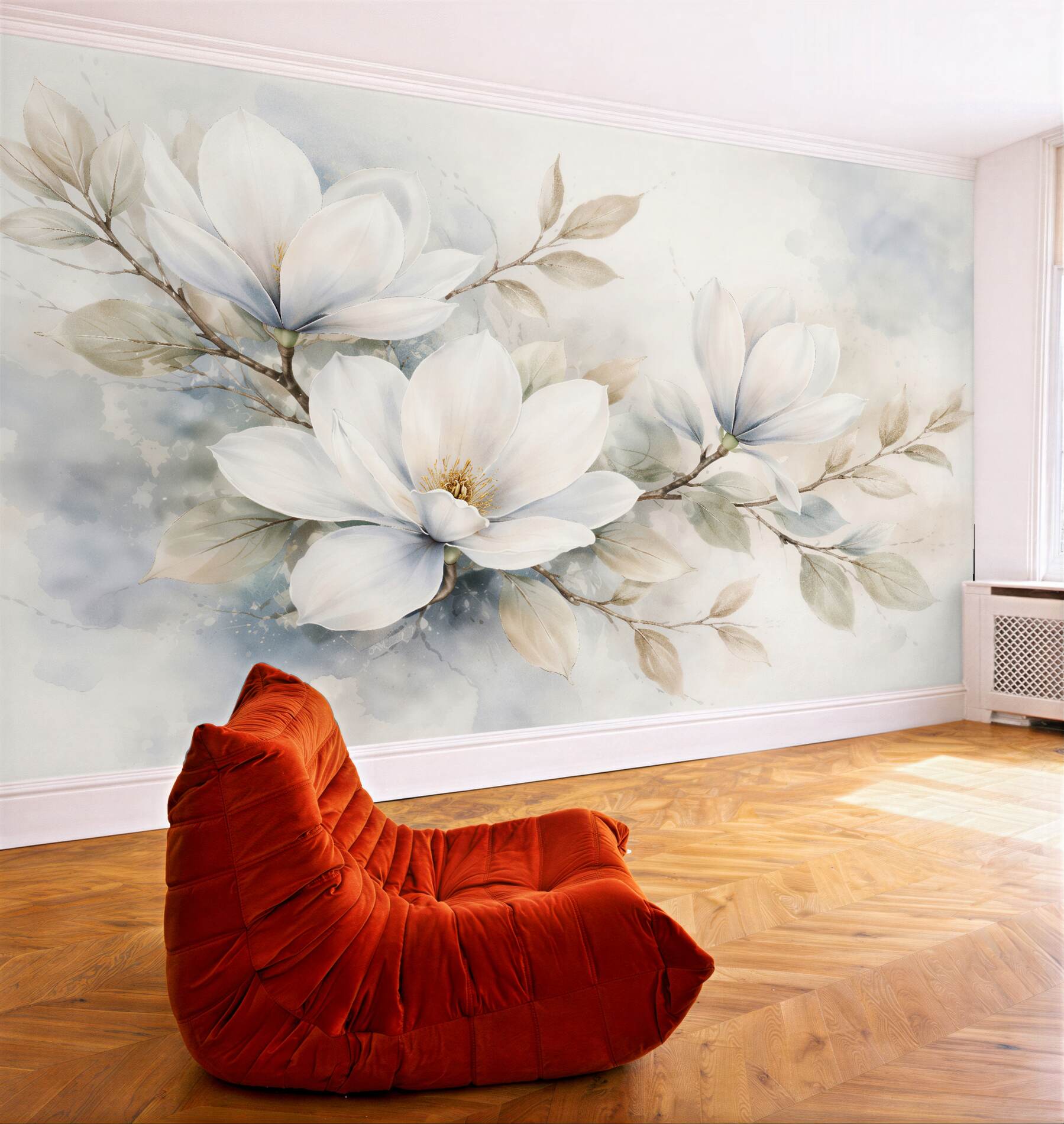 Fototapeta delikatne magnolie w akwareli