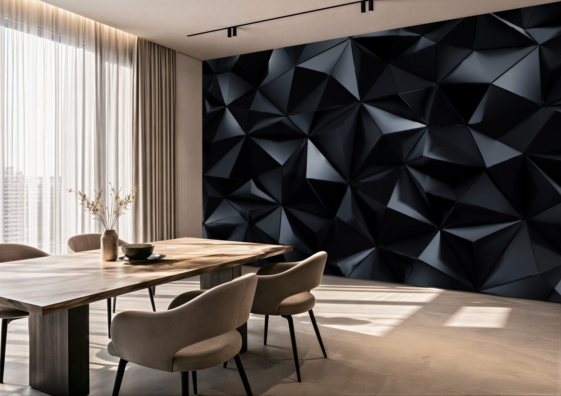 Fototapeta czarne geometryczne bryły 3d