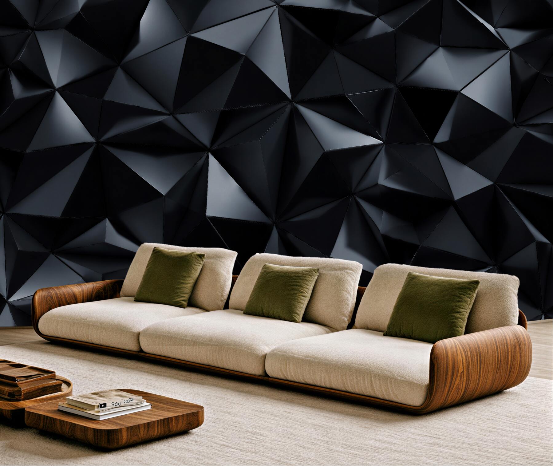Fototapeta czarne geometryczne bryły 3d