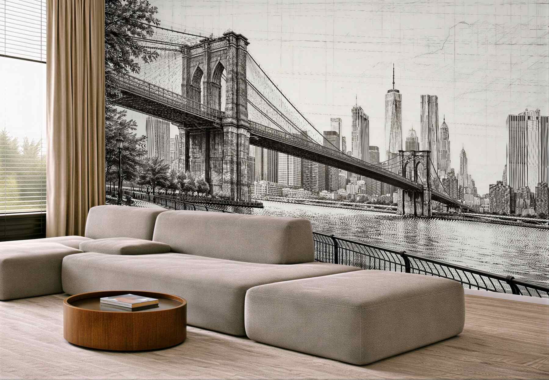 Fototapeta szkic mostu brooklińskiego na manhattanie