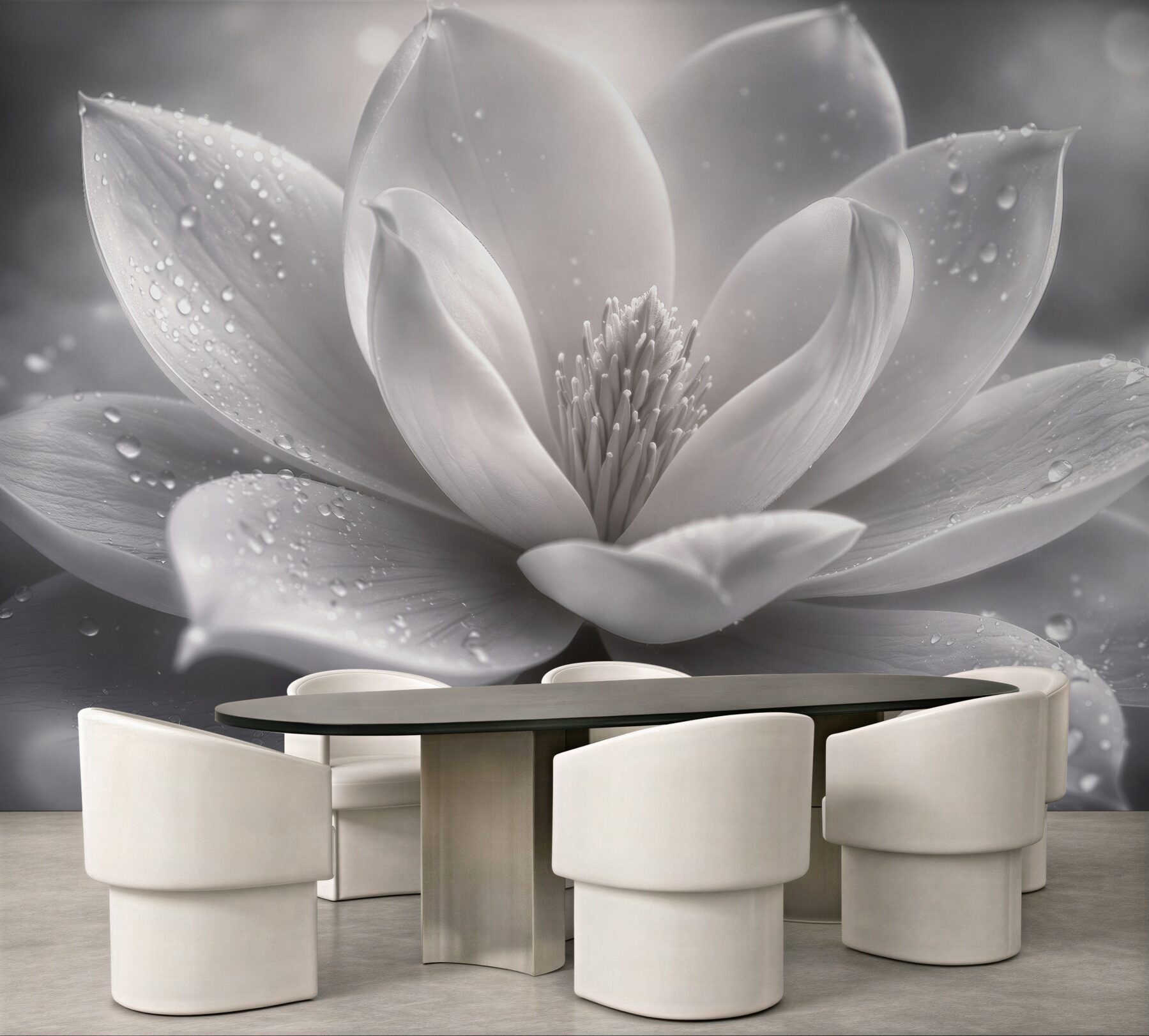 Fototapeta biała magnolia z kroplami rosy