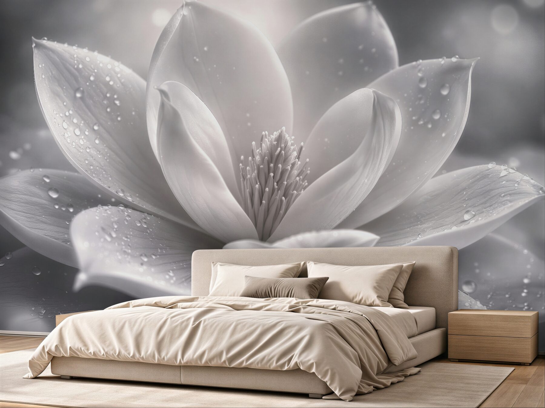 Fototapeta biała magnolia z kroplami rosy