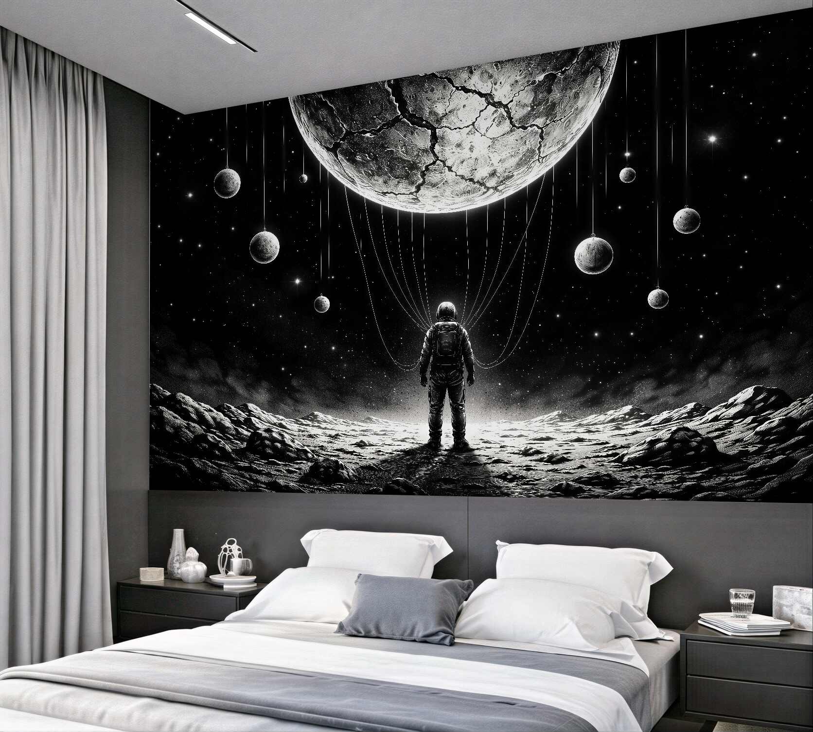 Fototapeta kosmiczny wędrowiec pod planetami