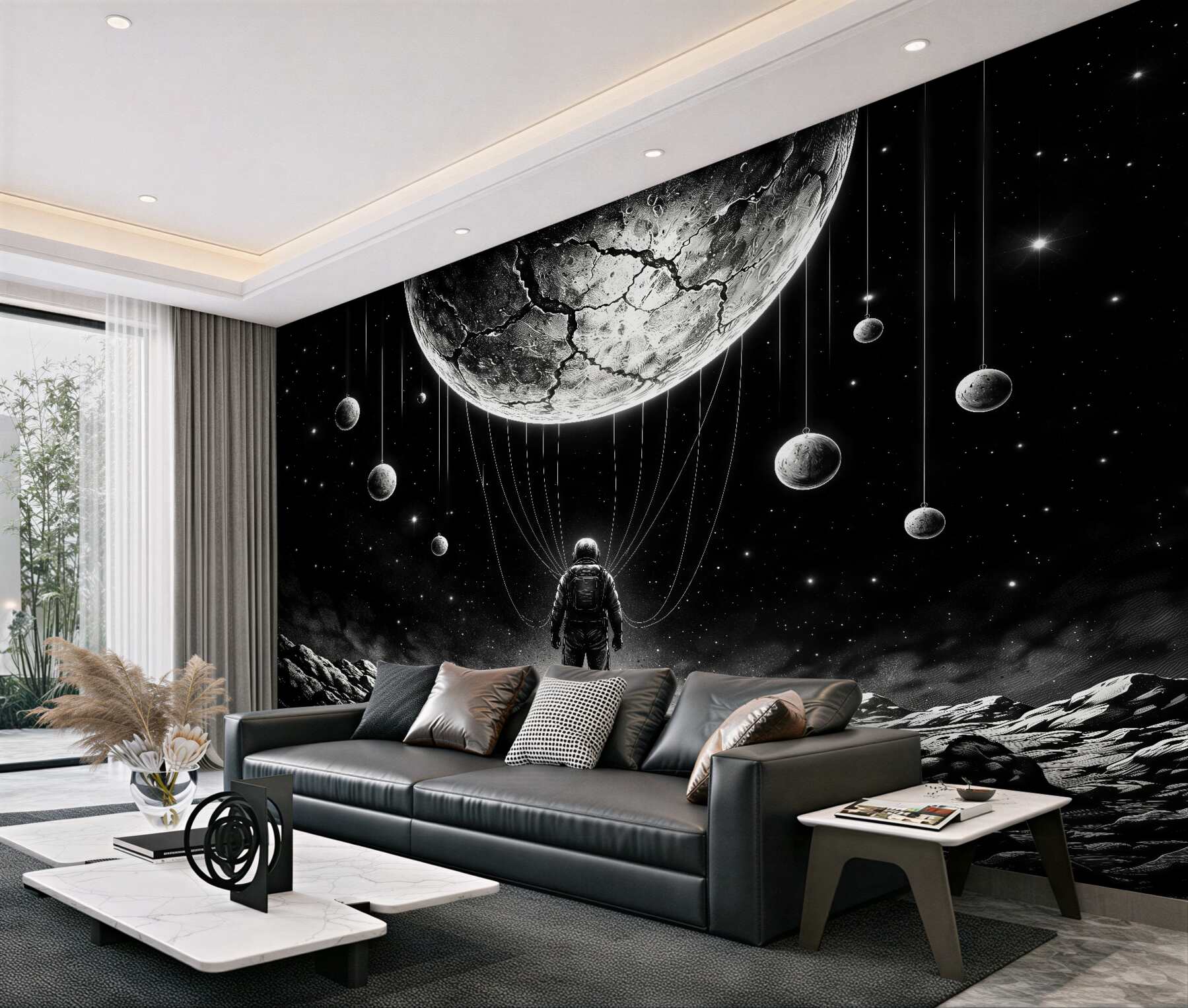 Fototapeta kosmiczny wędrowiec pod planetami