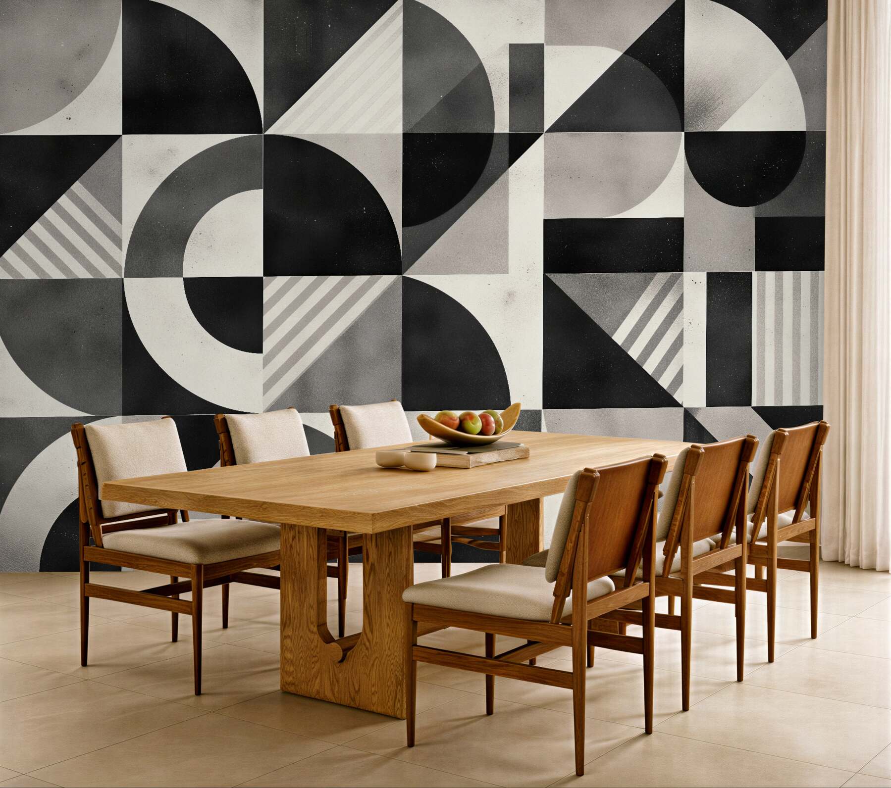 Fototapeta geometryczna mozaika w czerni i bieli