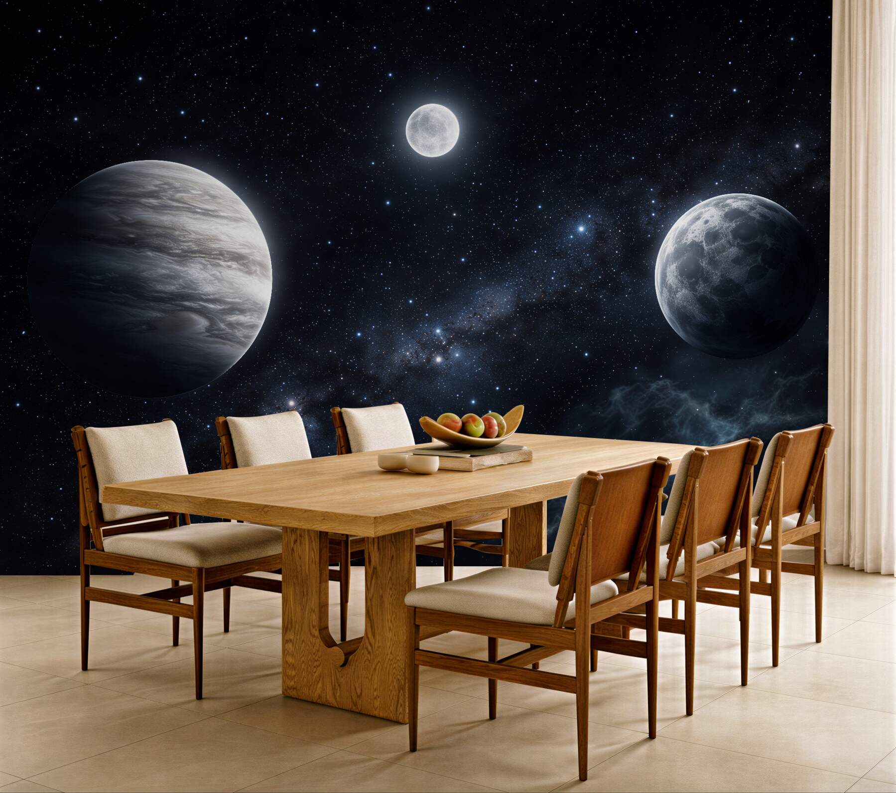 Fototapeta trzy planety w nocnym kosmosie