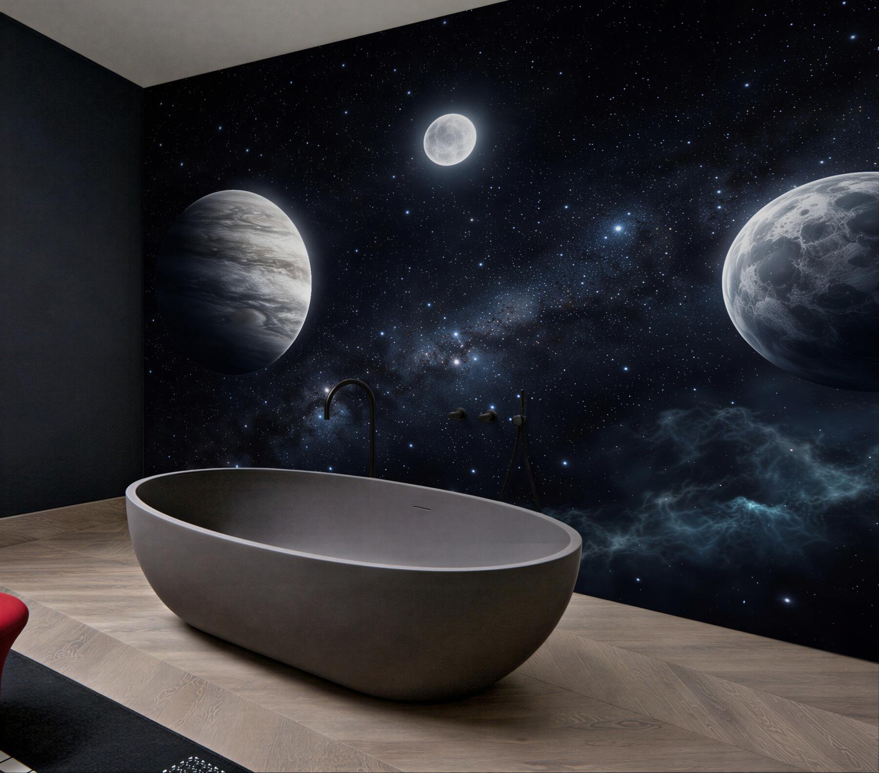 Fototapeta trzy planety w nocnym kosmosie