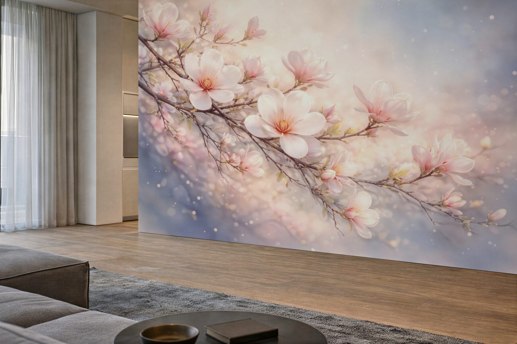 Fototapeta kwitnąca magnolia w pastelowym świetle