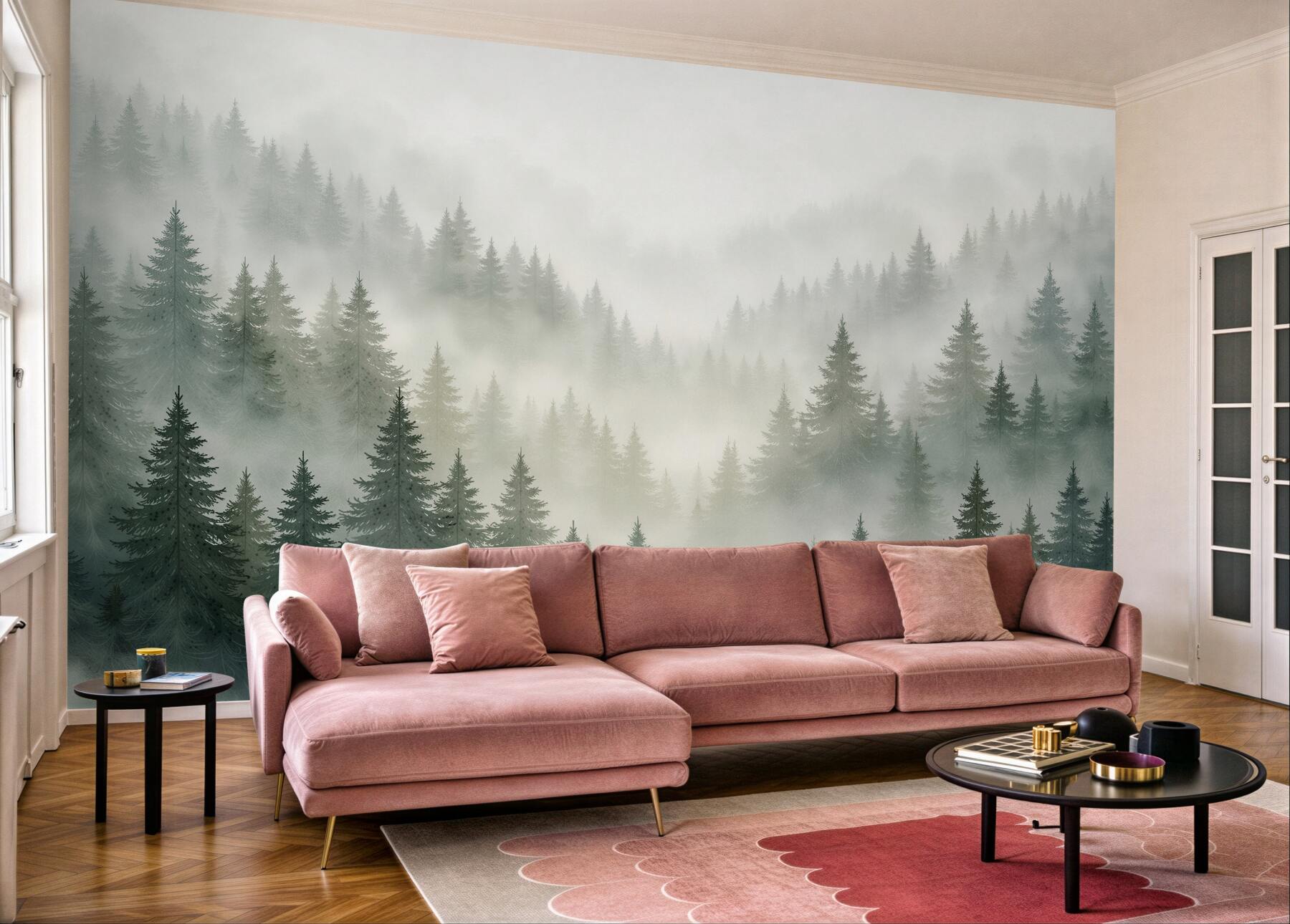 Fototapeta mglisty las świerków