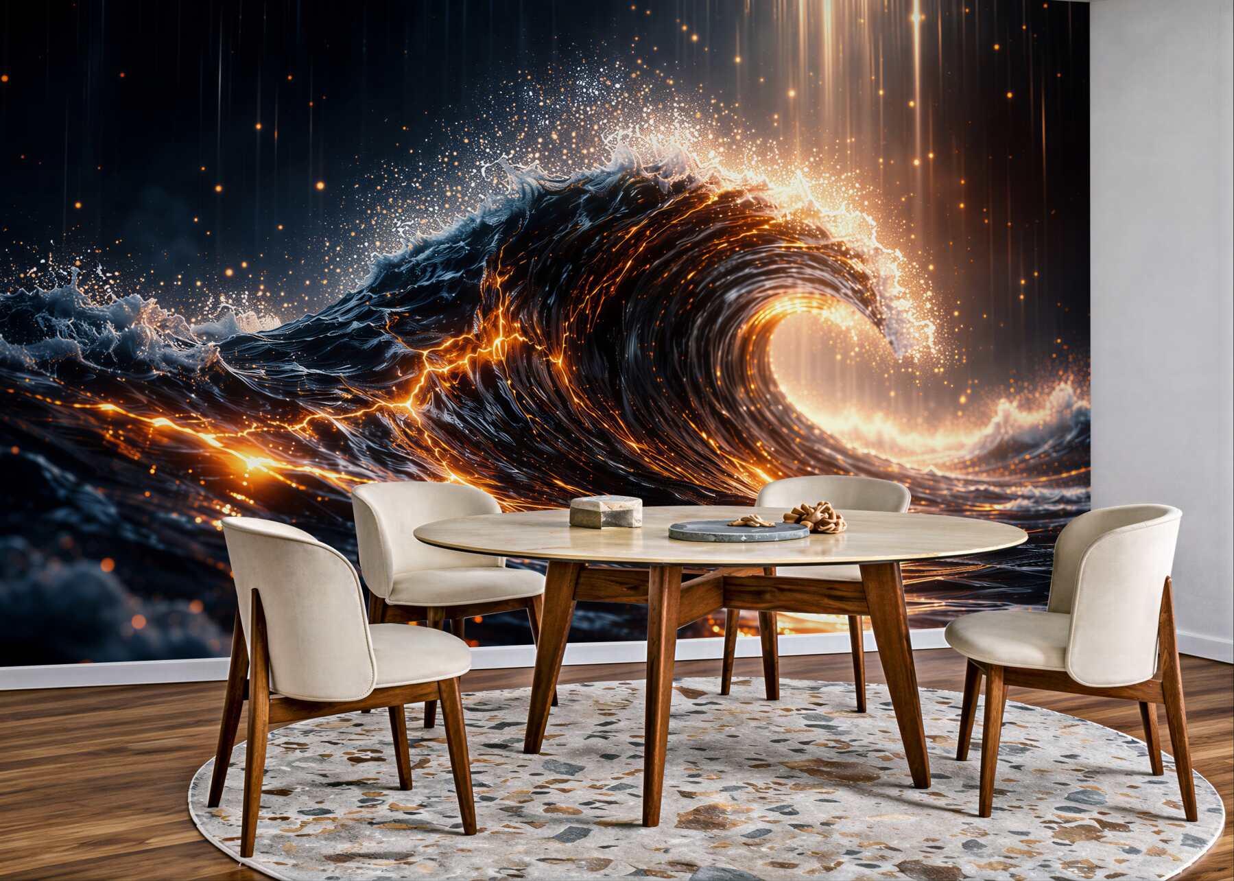 Fototapeta złota fala nocnego oceanu