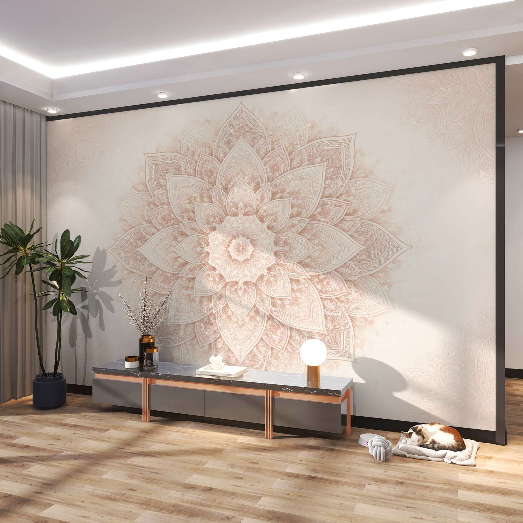 Fototapeta pudrowa mandala w harmonijnym blasku