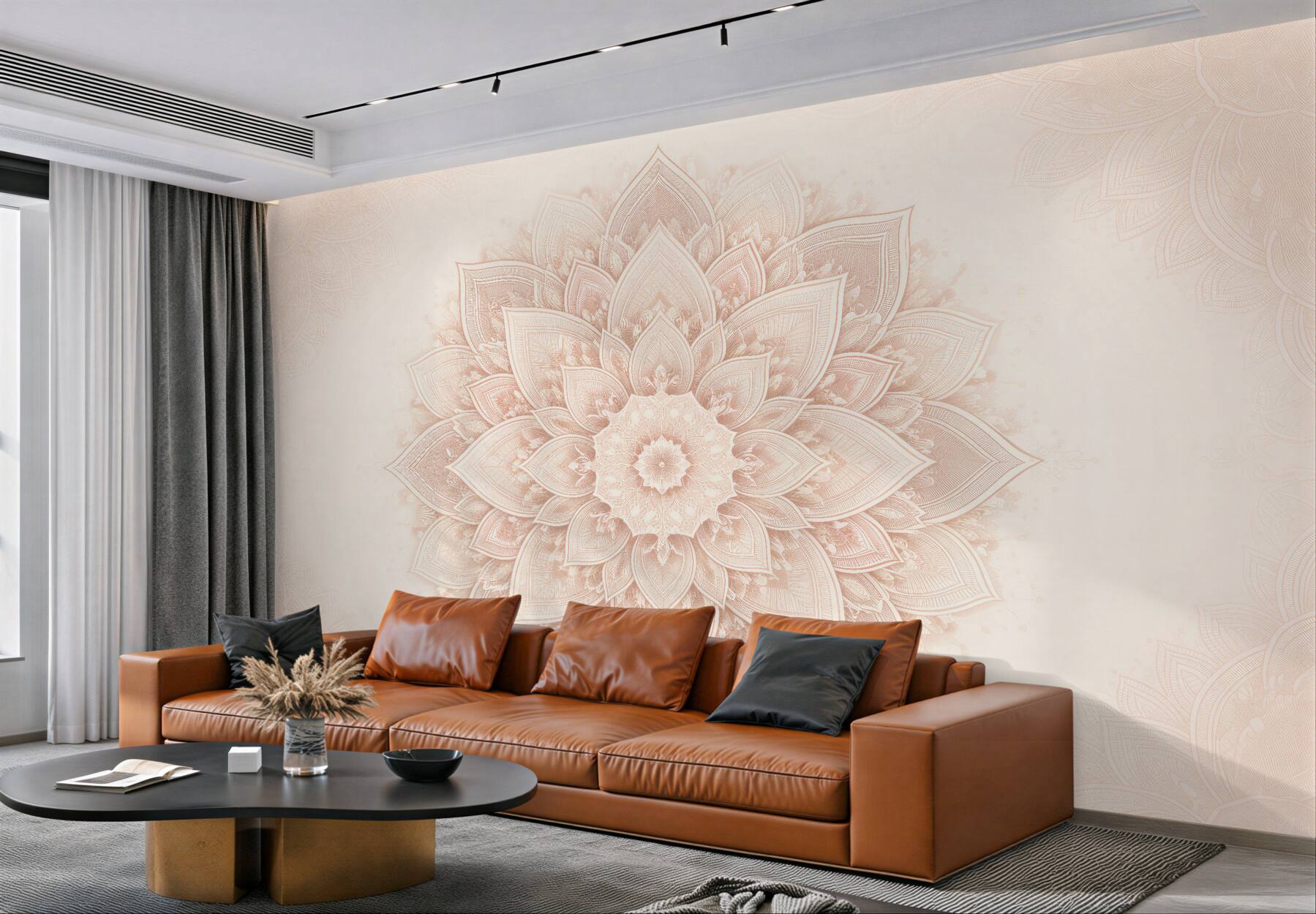 Fototapeta pudrowa mandala w harmonijnym blasku