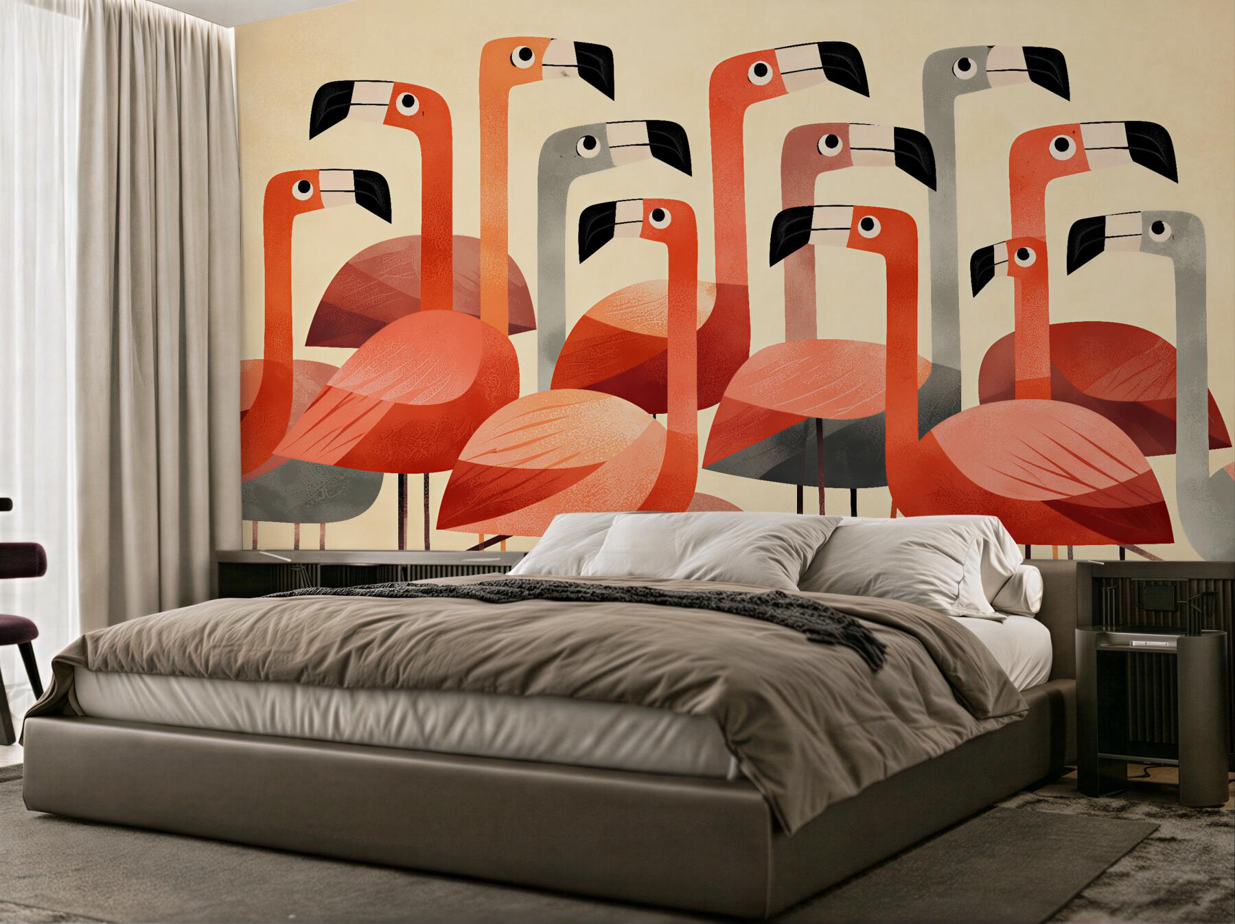Fototapeta stylizowane flamingi retro