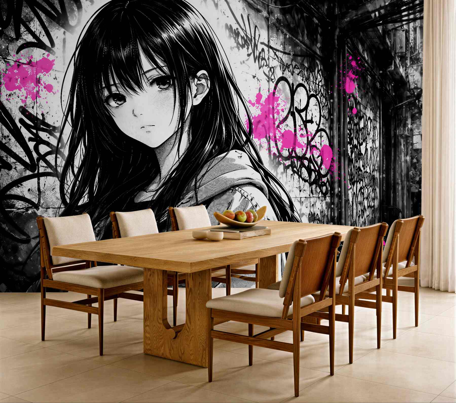 Fototapeta manga w neonowym graffiti