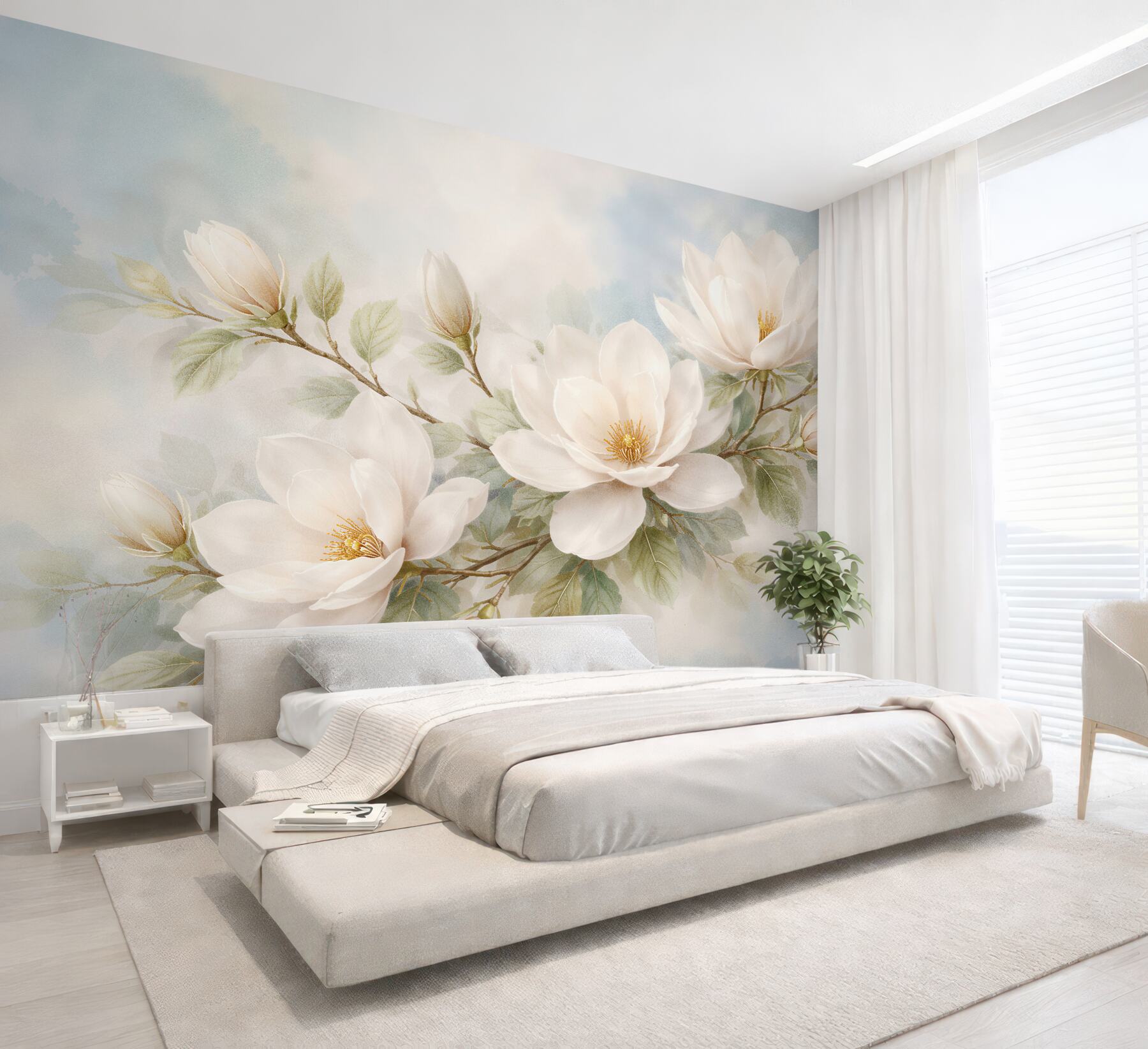 Fototapeta delikatne magnolie w pastelowej mgle